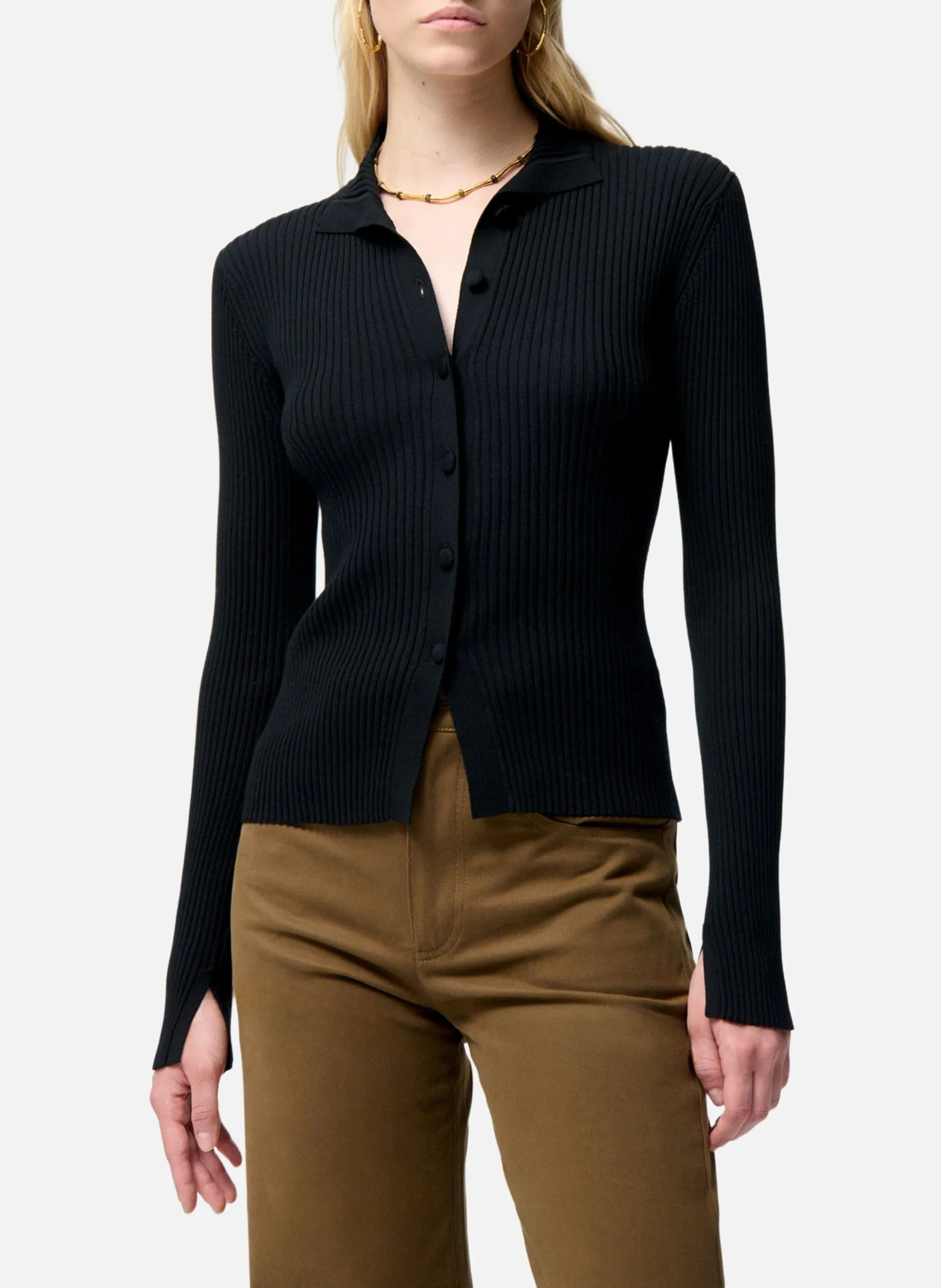 Cardigan col classique Noir FLORE