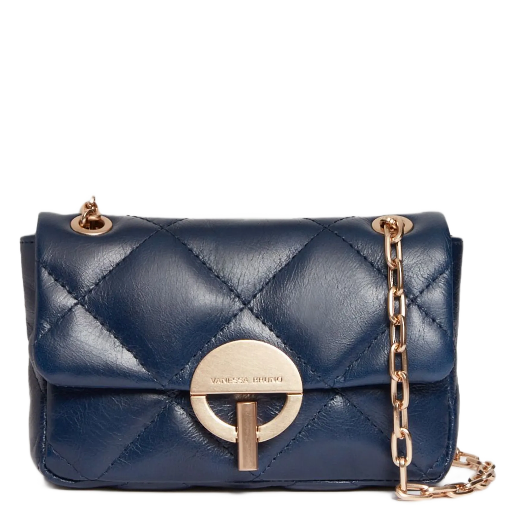 Sac bandoulière matelassé en cuir Bleu NANO MOON