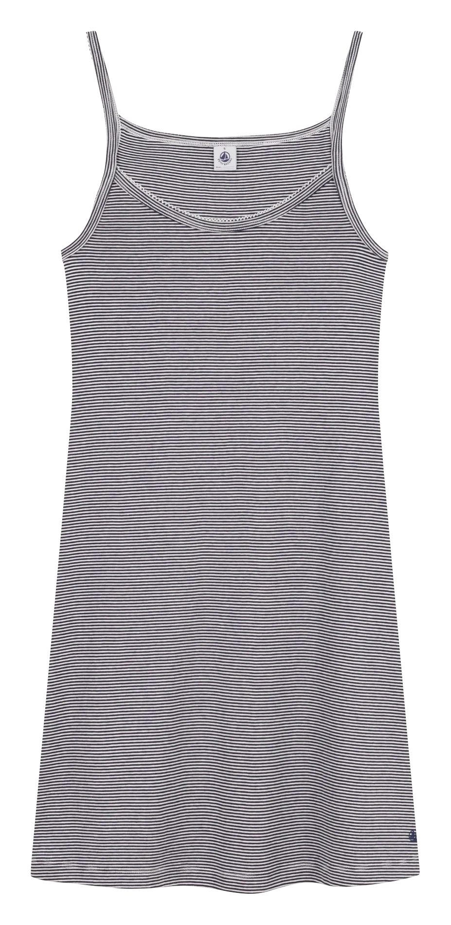 Robe pyjama col rond rayée en coton Multicolore