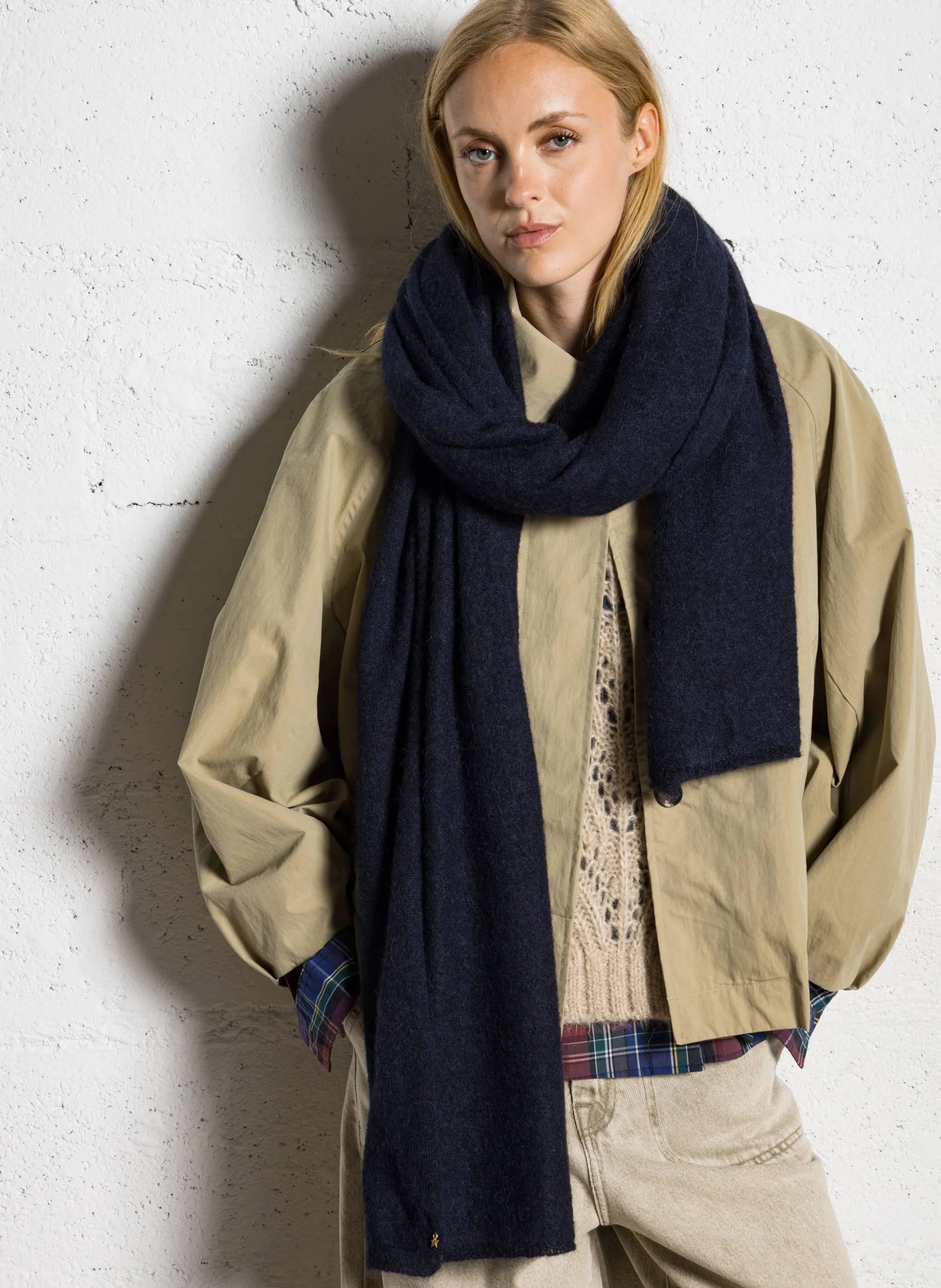 Echarpe en laine mélangée Bleu CANELA