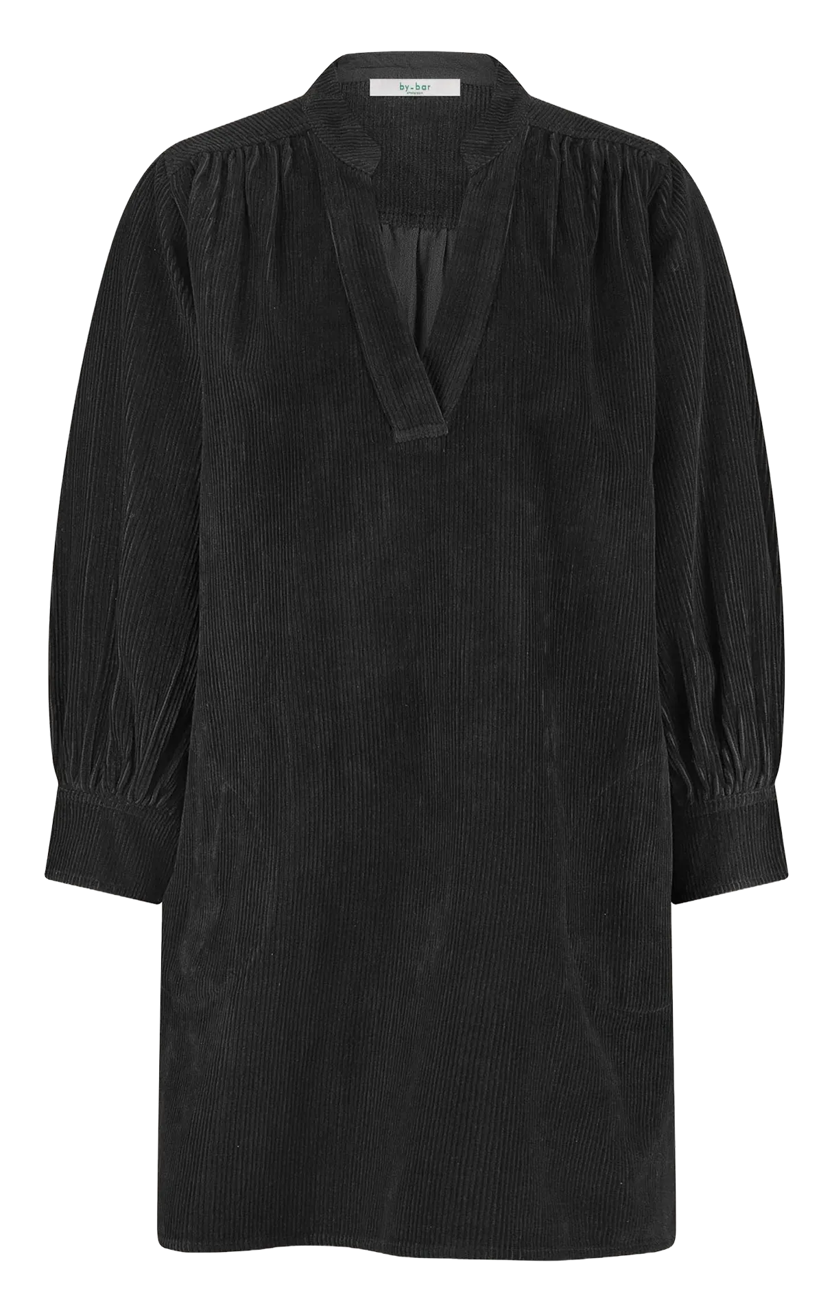 Robe courte côtelée col tunisien Bleu JINA