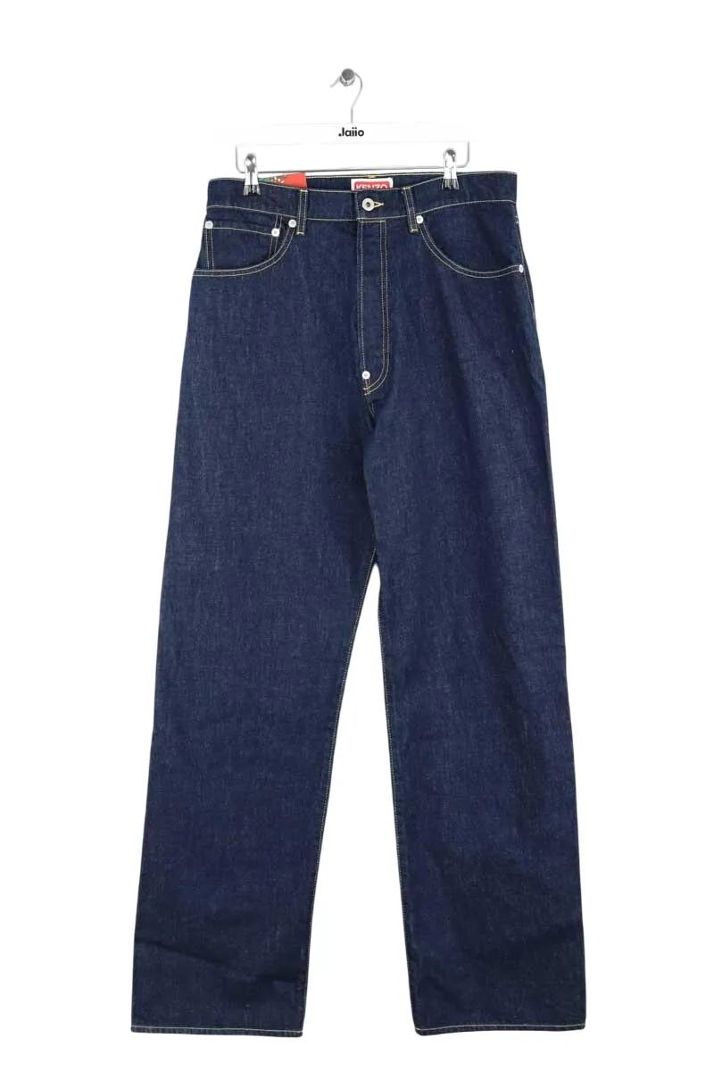 Jean droit bleu en coton Bleu