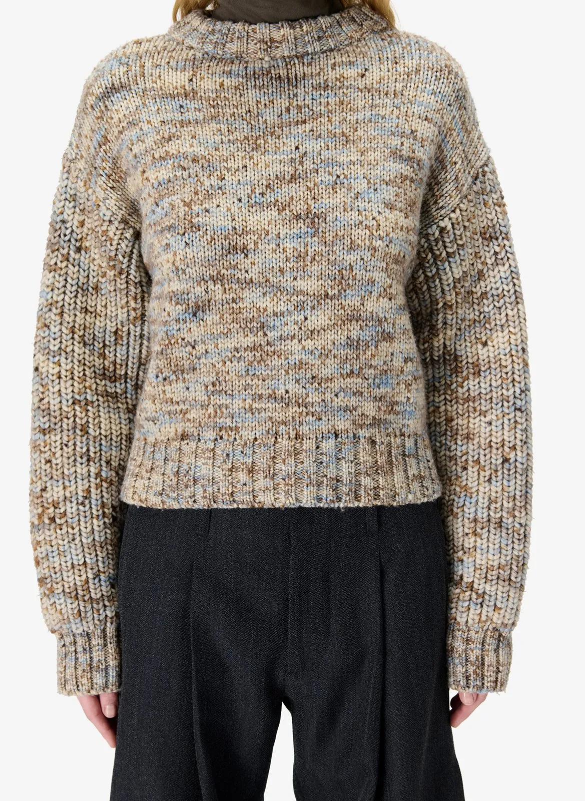Pull droit col rond en laine Beige CAMILLA