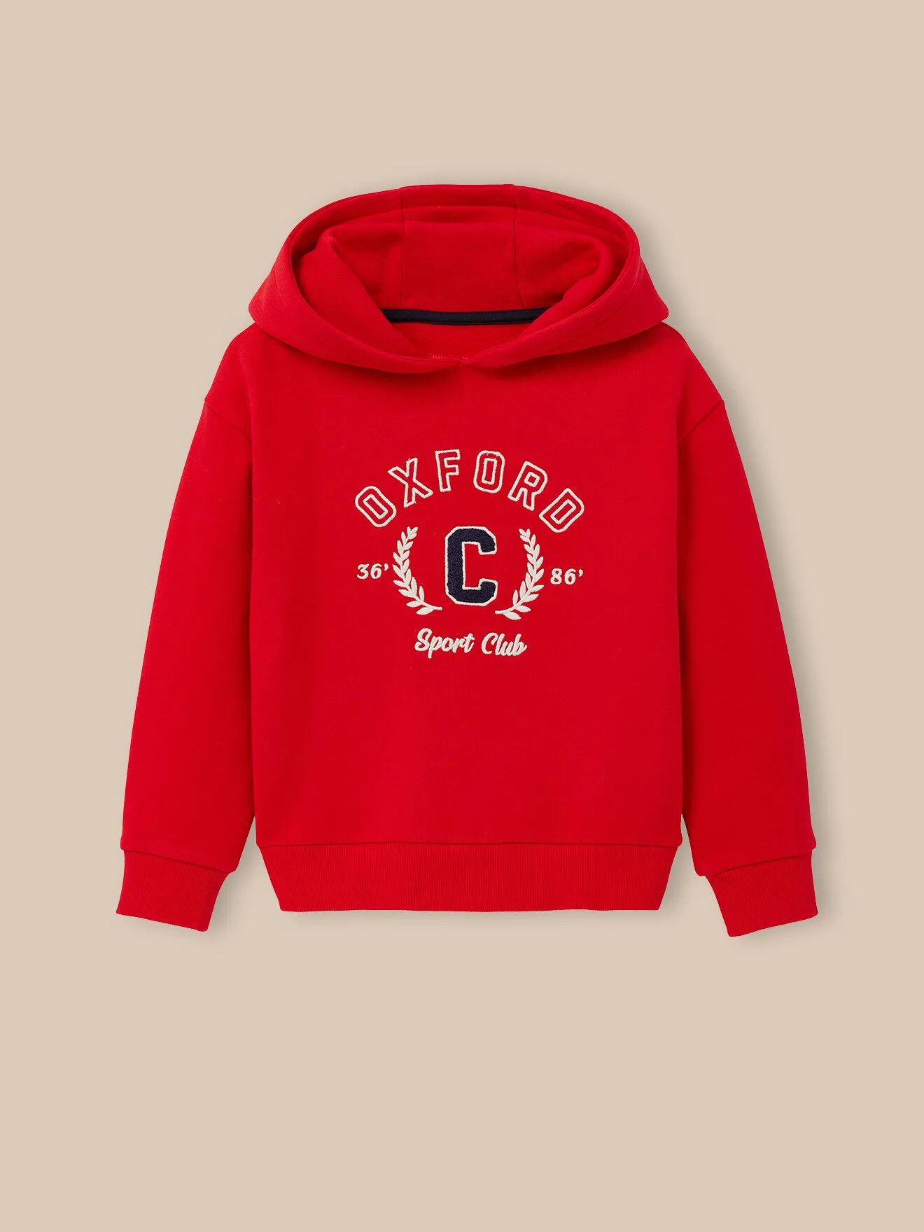 Sweat brodé en coton biologique Rouge