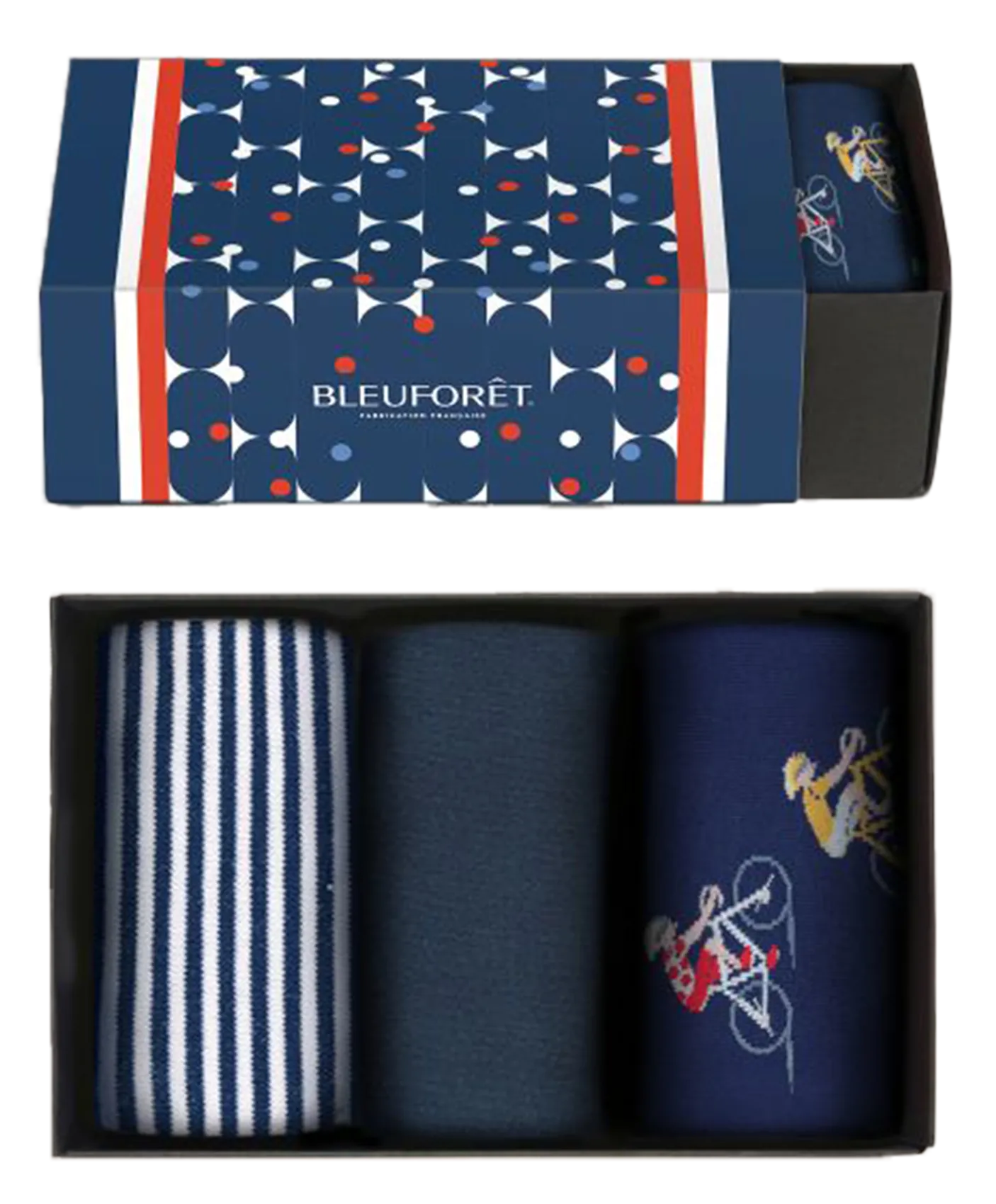 Coffret de 3 paires de chaussettes en coton mélangé imprimé Bleu