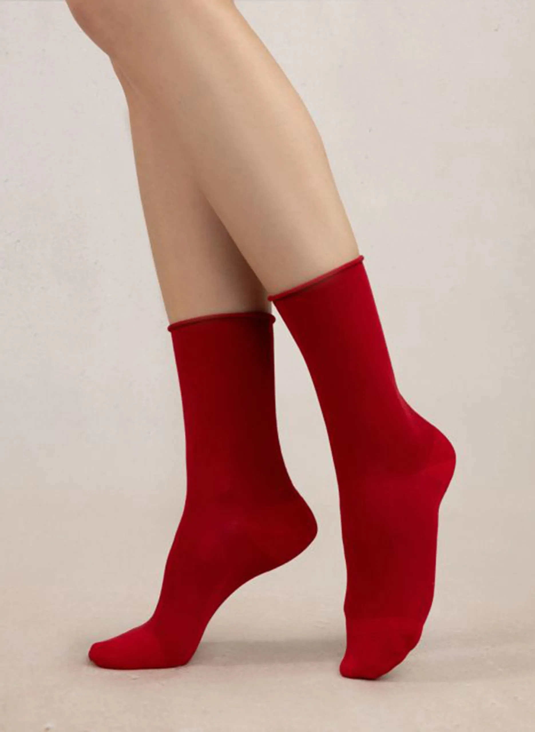 Chaussettes mi-hautes en coton mélangé Rouge