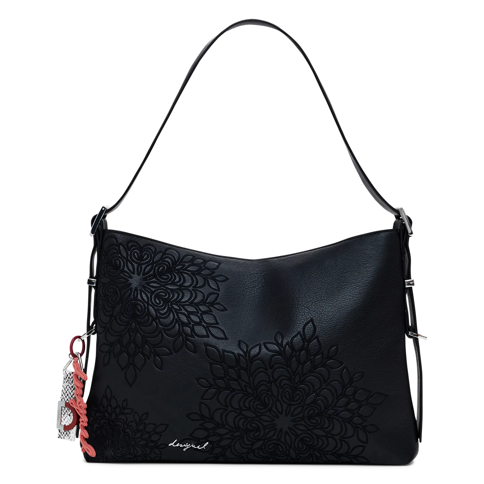 Sac porté épaule brodé Noir