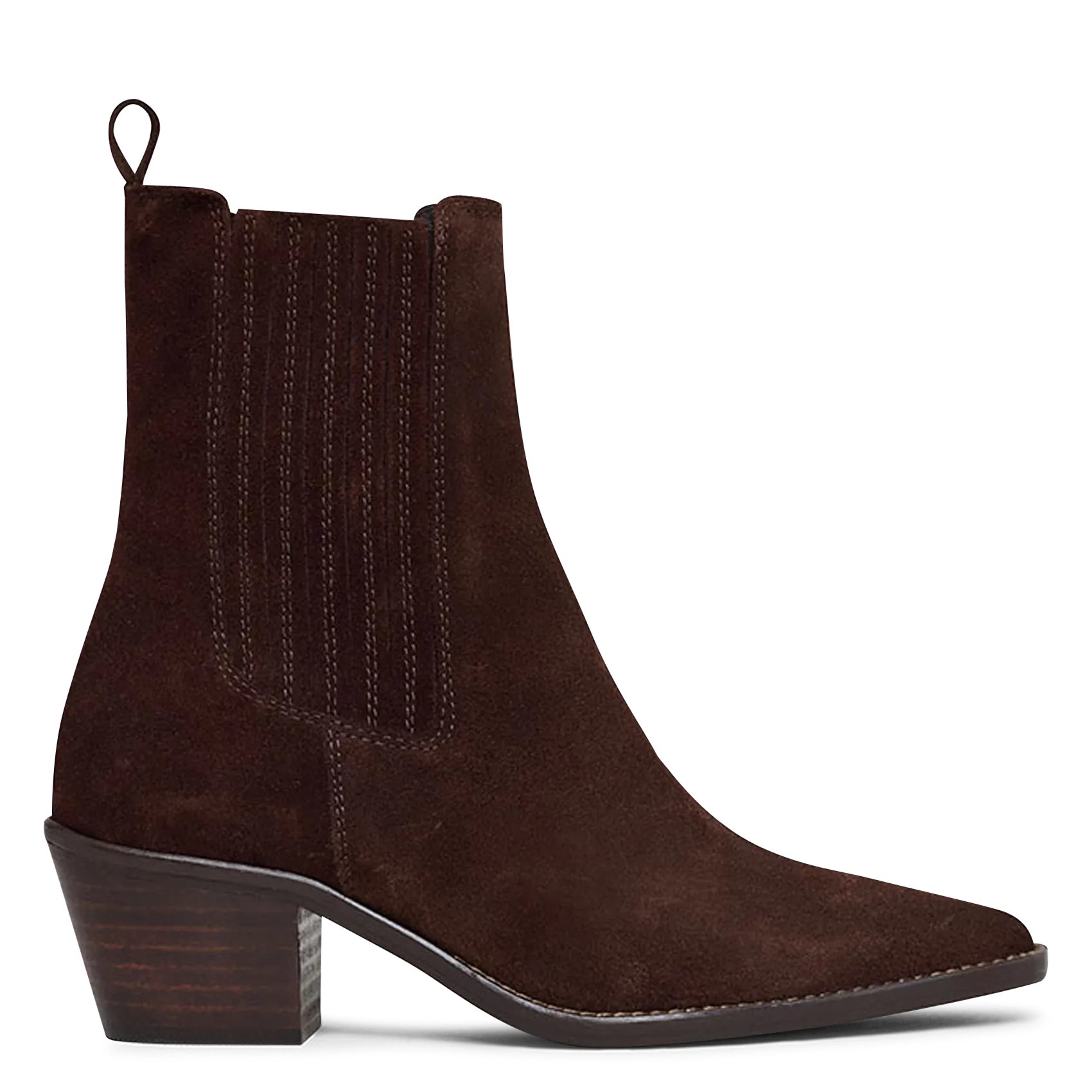 Bottines western talons mi-hauts en cuir velours Marron BIRMAN