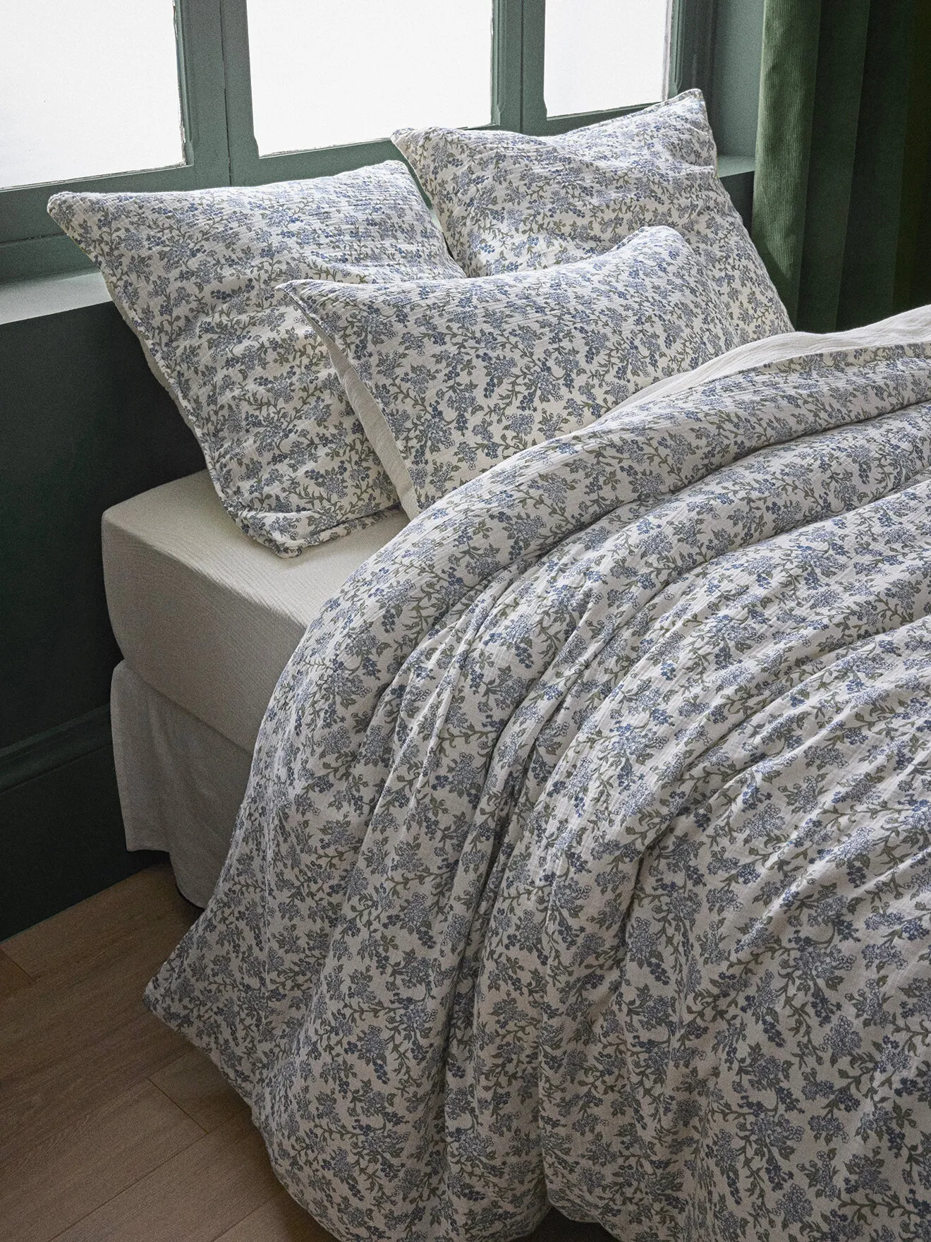 Housse de couette gaze de coton "armande" Bleu