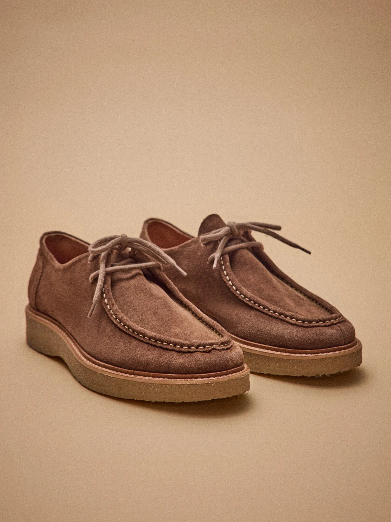 Derbies lacets croûte de cuir Marron
