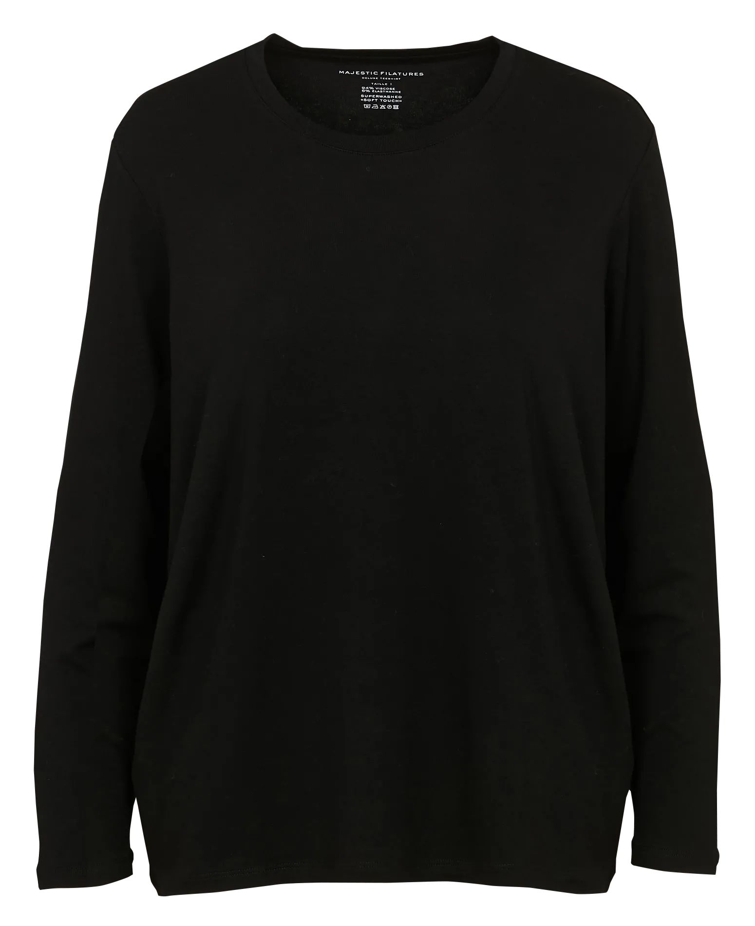 Tee-shirt manches longues col rond uni Noir