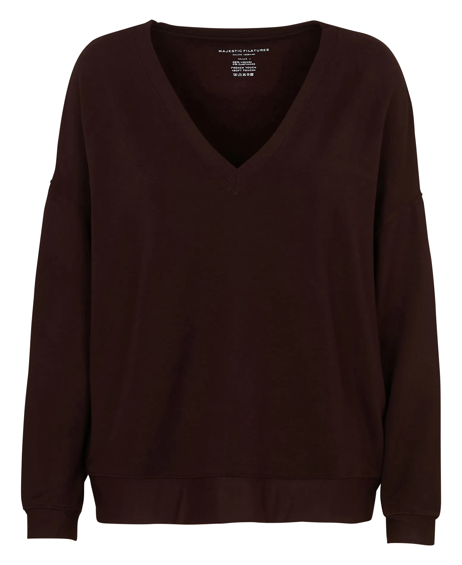 Tee-shirt col v Prune