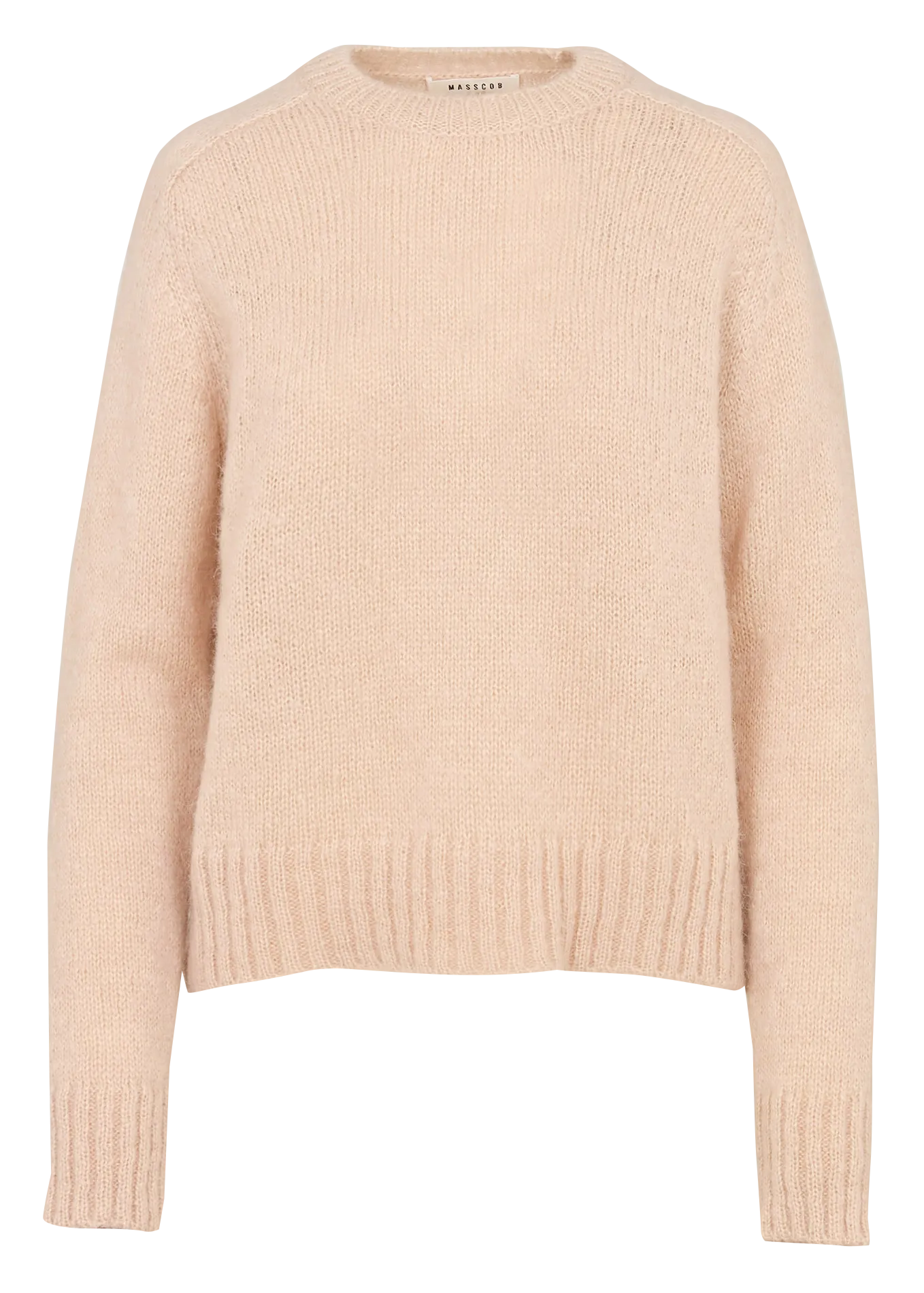Pull droit col rond en mohair et soie Rose LAFFON