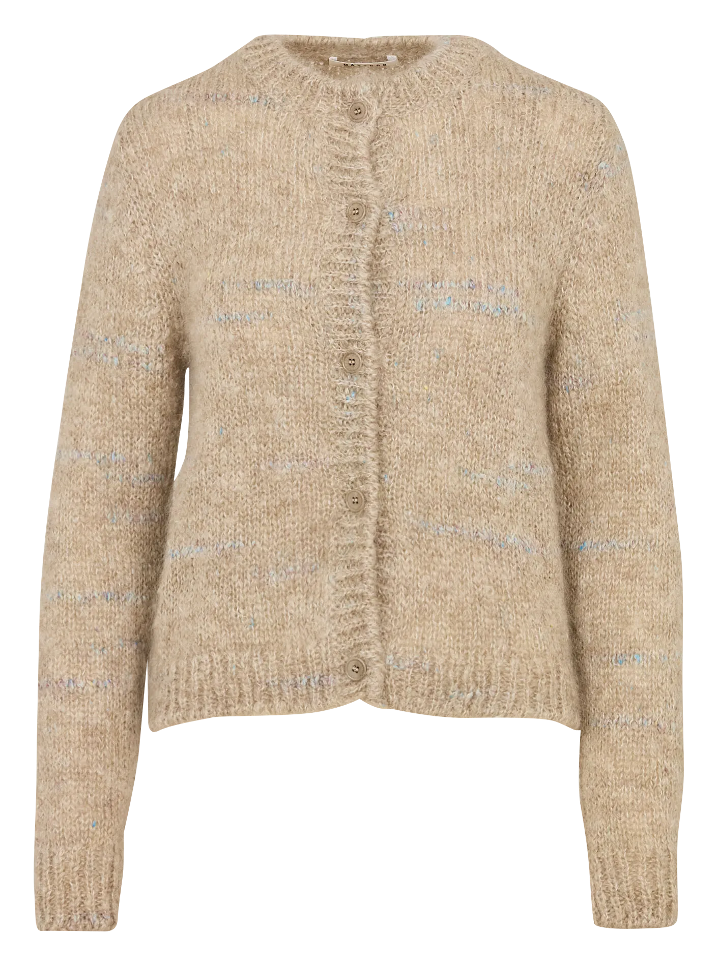 Gilet droit col rond en kid mohair mélangé Beige FRACCI