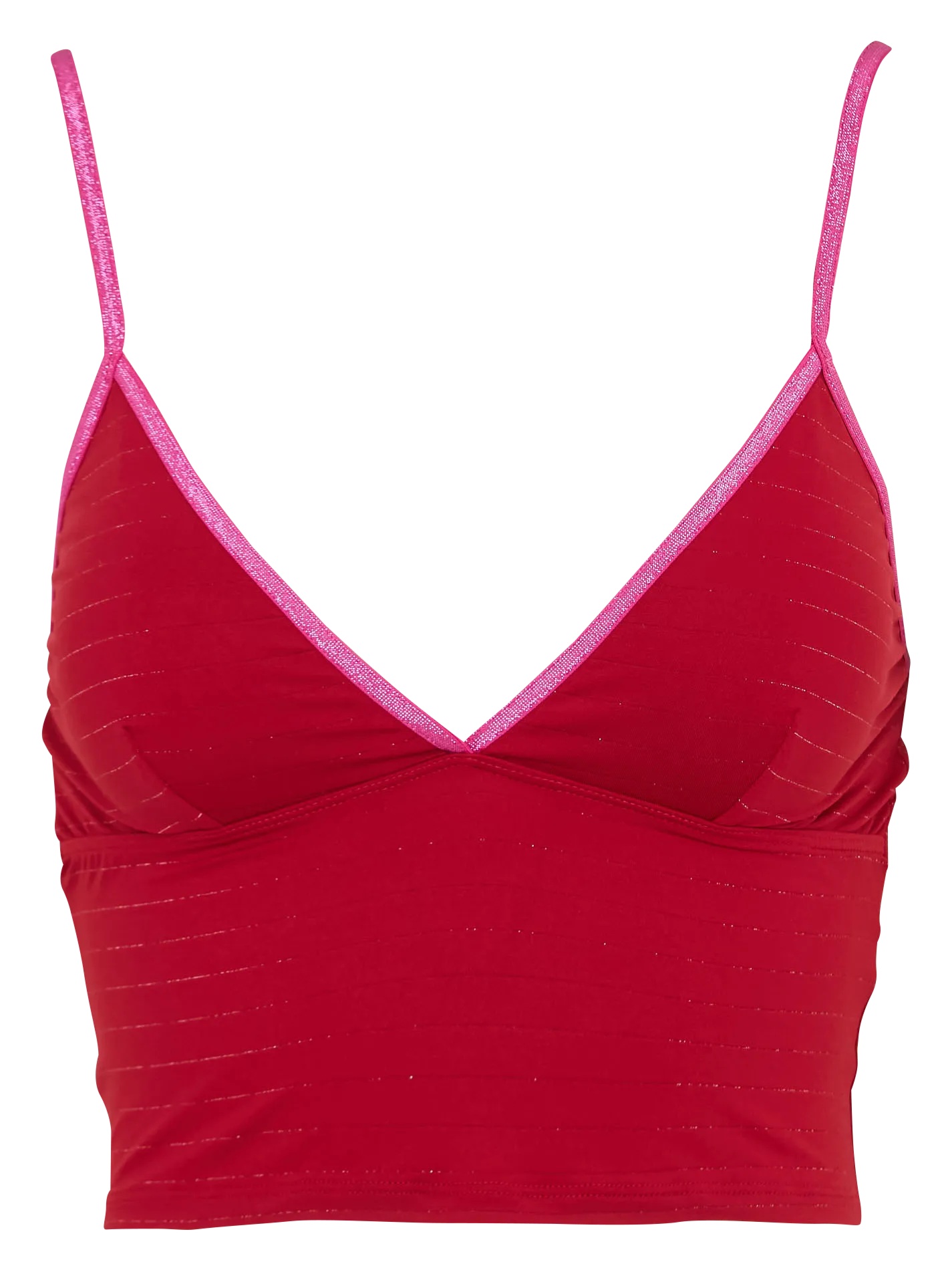 Top court ajusté à rayures métalliques Rouge CHARLYE