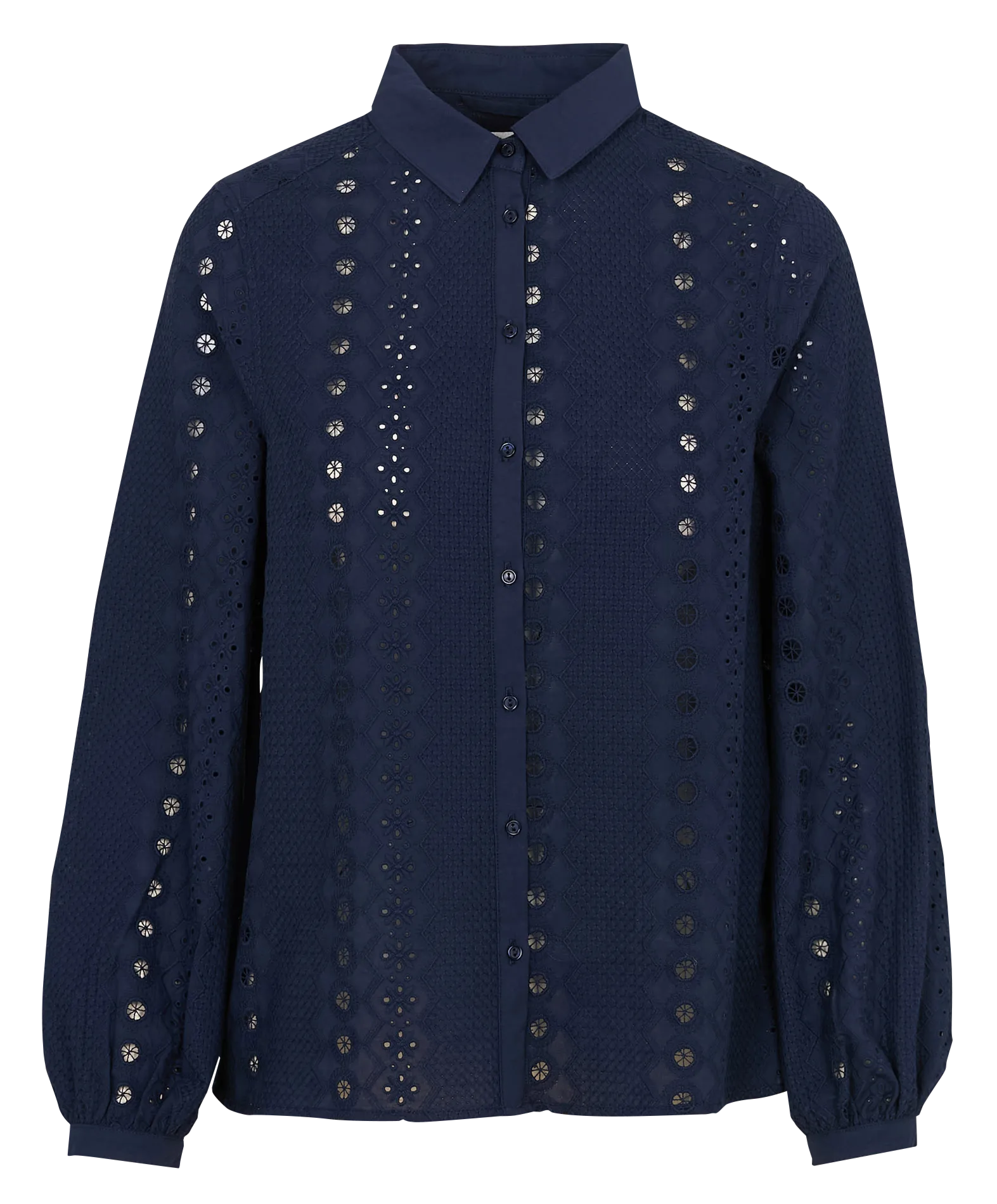 Chemise droite en broderie anglaise Bleu CELINE