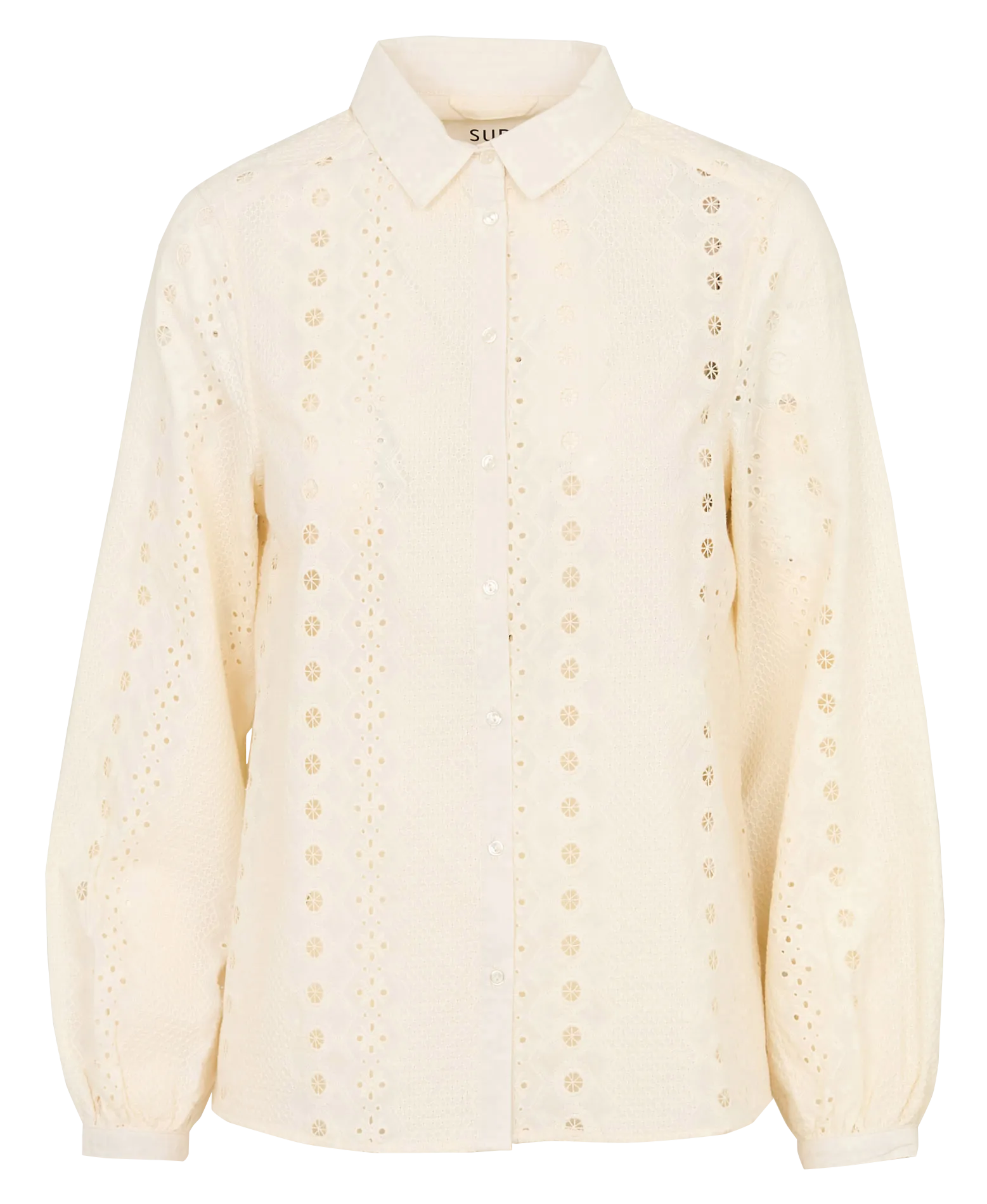 Chemise droite en broderie anglaise Blanc CELINE
