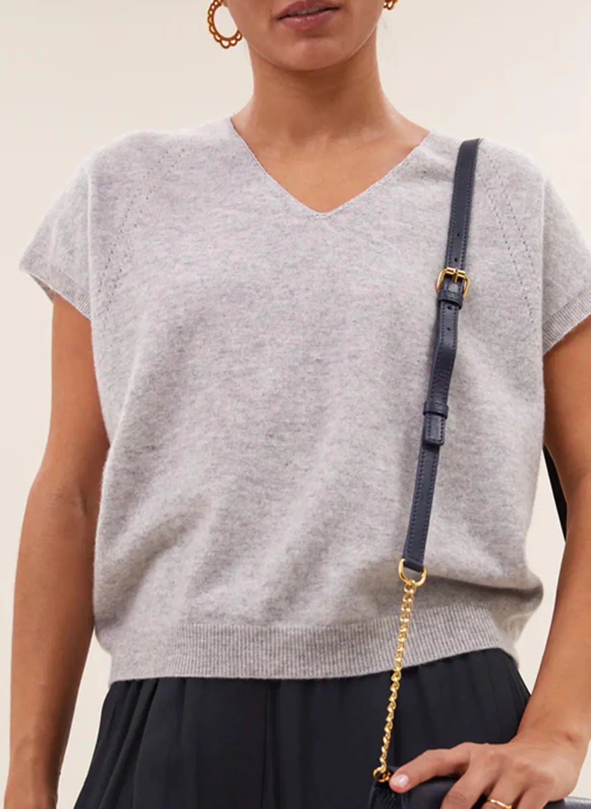 Pull droit col V en laine Gris SONNY