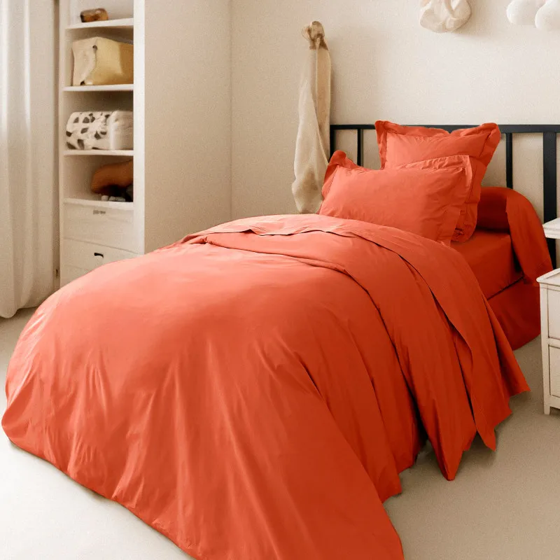 Housse de couette percale de coton peigné "julian" toutes dimensions coton pur Rouge