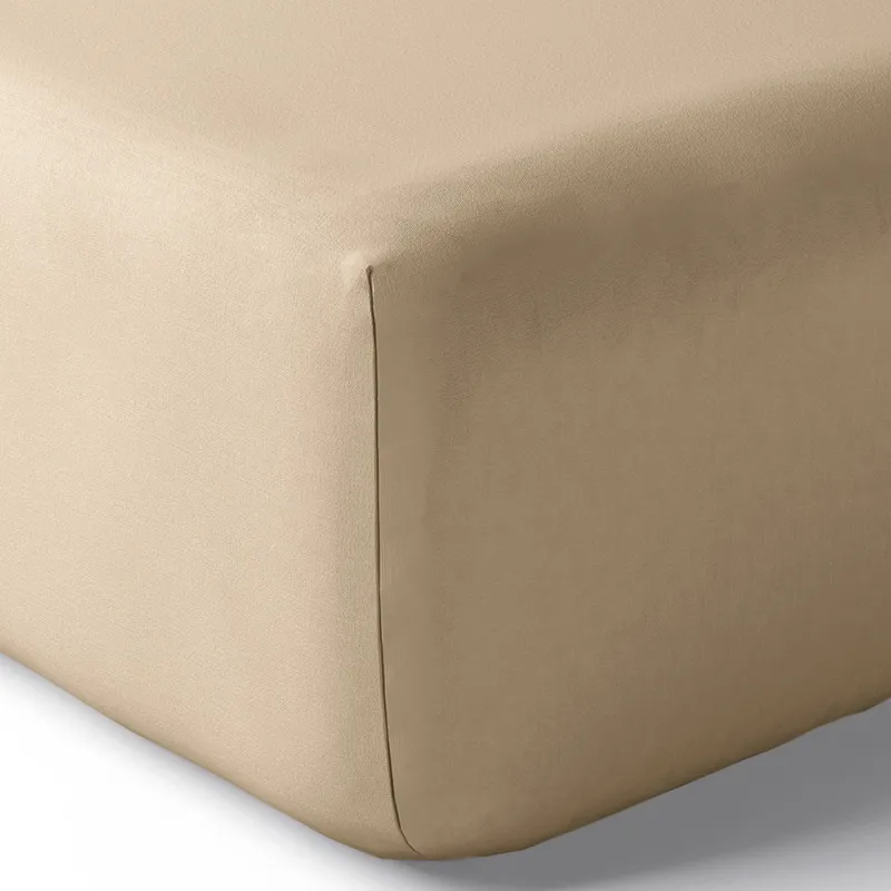 Drap housse percale "julian" avec bonnet 35 cm toutes dimensions coton pur Beige
