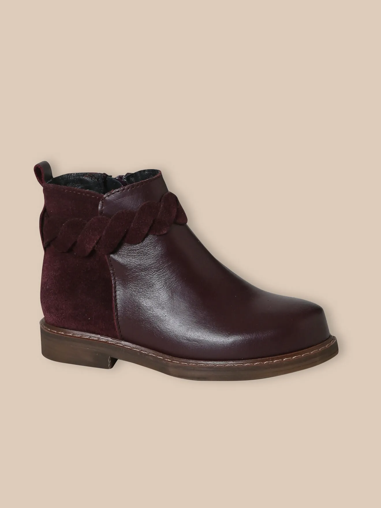 Boots tresse en cuir Rouge
