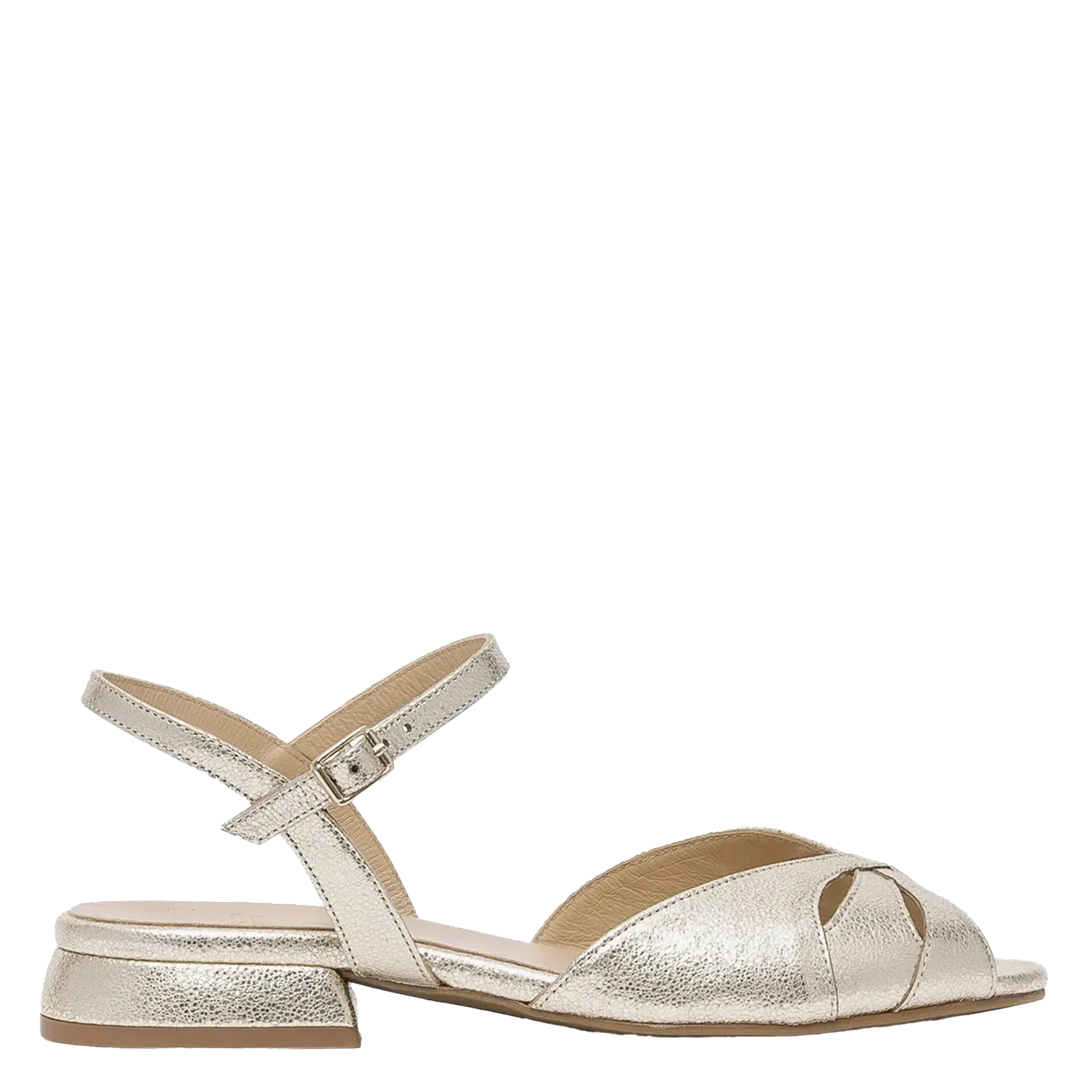 Sandales plates en cuir métallisé Doré GIULIA