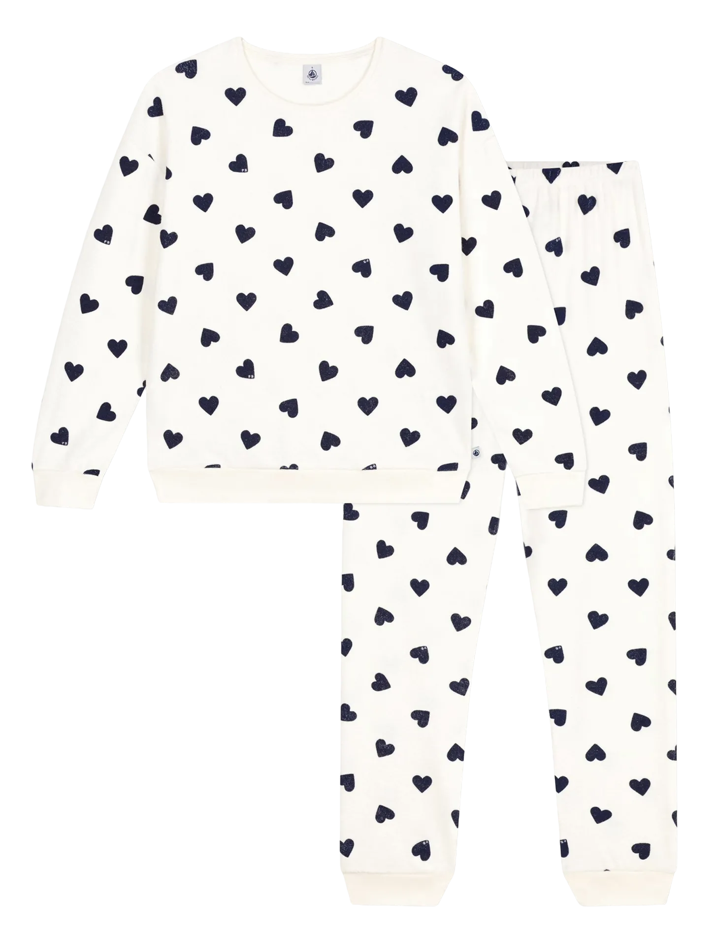 Ensemble de pyjama à motifs cœurs Beige