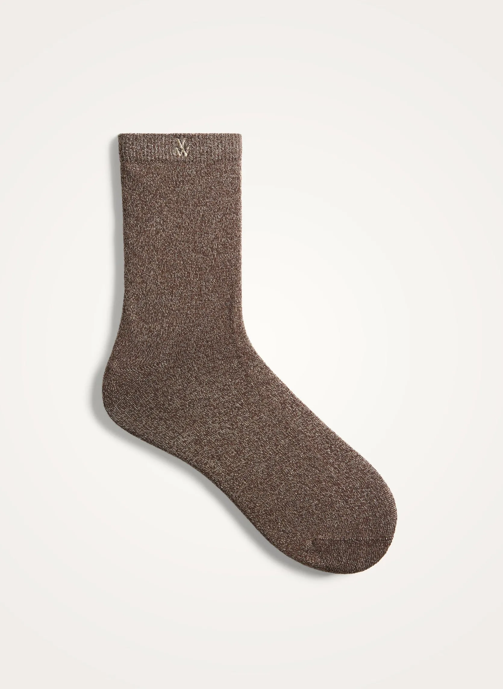 Chaussettes montantes pailletées en coton mélangé Marron AMBRE