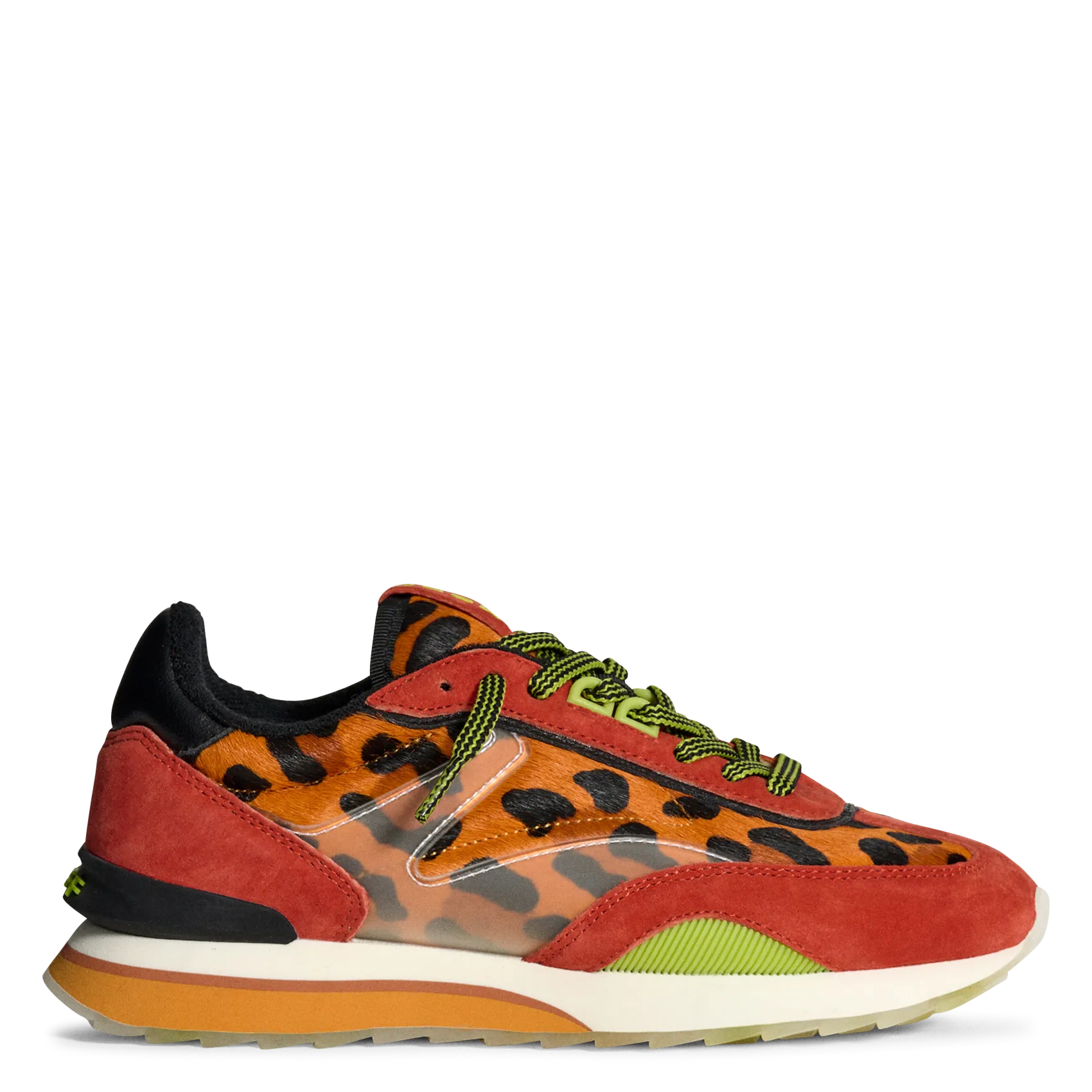 Baskets basses en cuir mélangé Orange LADY