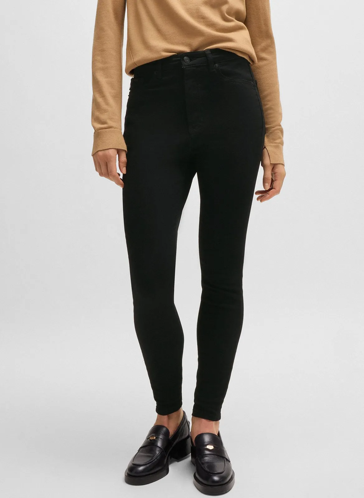 Jean slim taille haute Noir