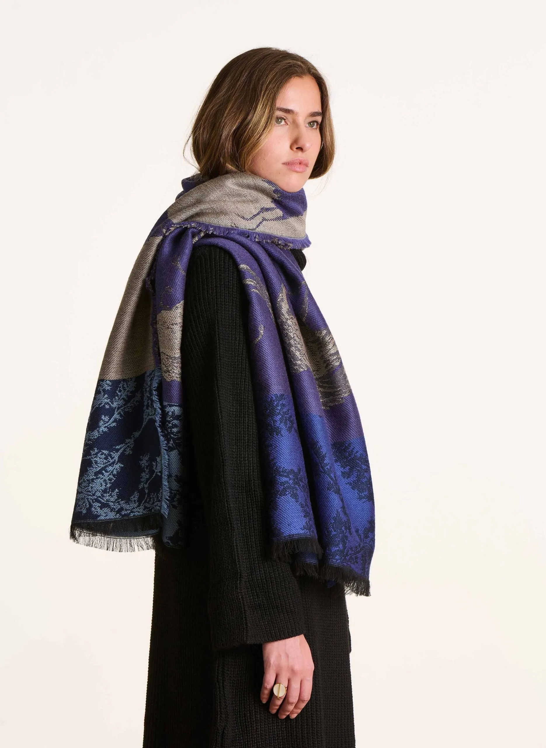 Echarpe jacquard Bleu