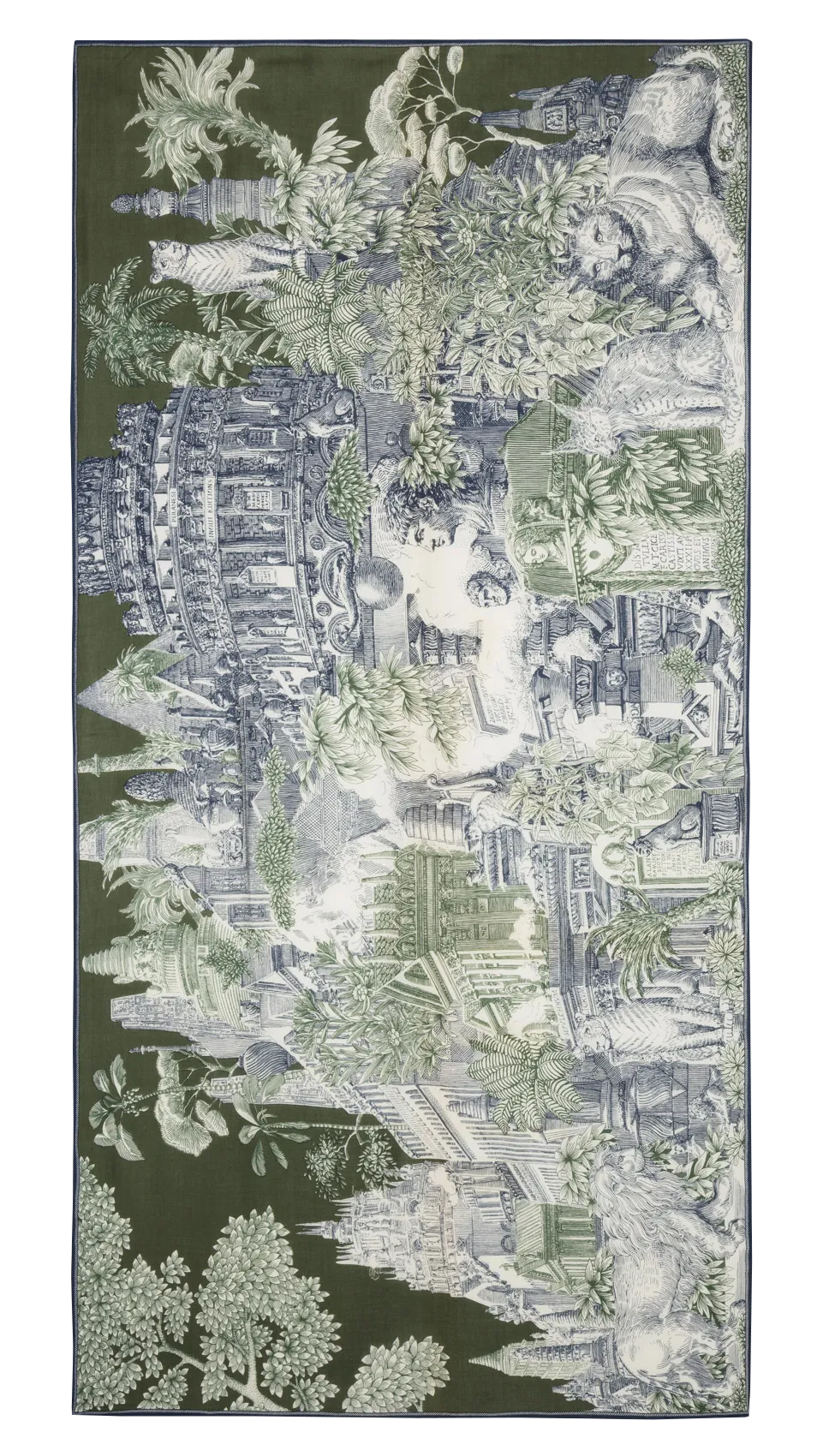 Foulard en laine et soie mélangé imprimé Kaki PIRANESI