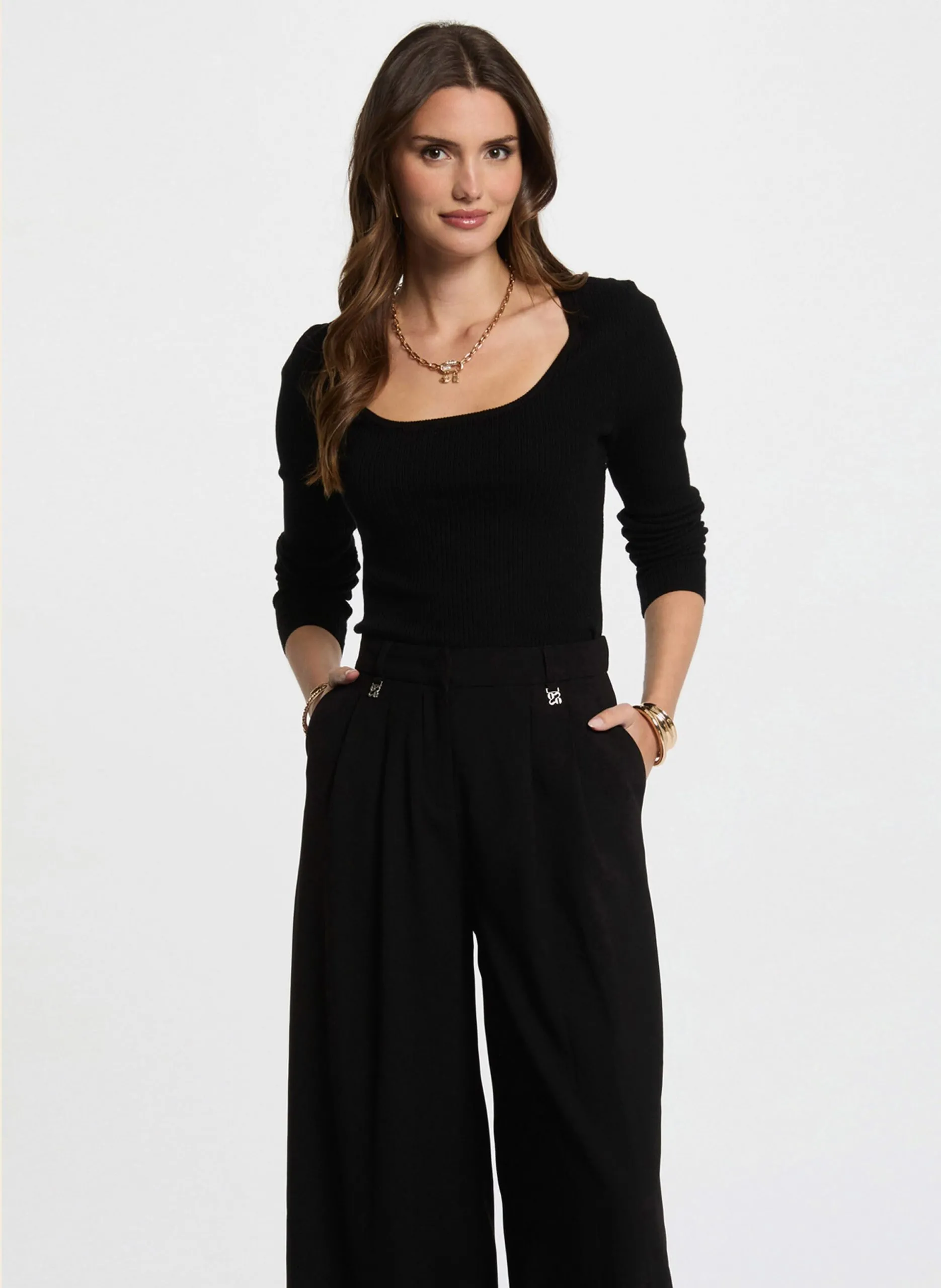 Pull col rond Noir 252-MANON