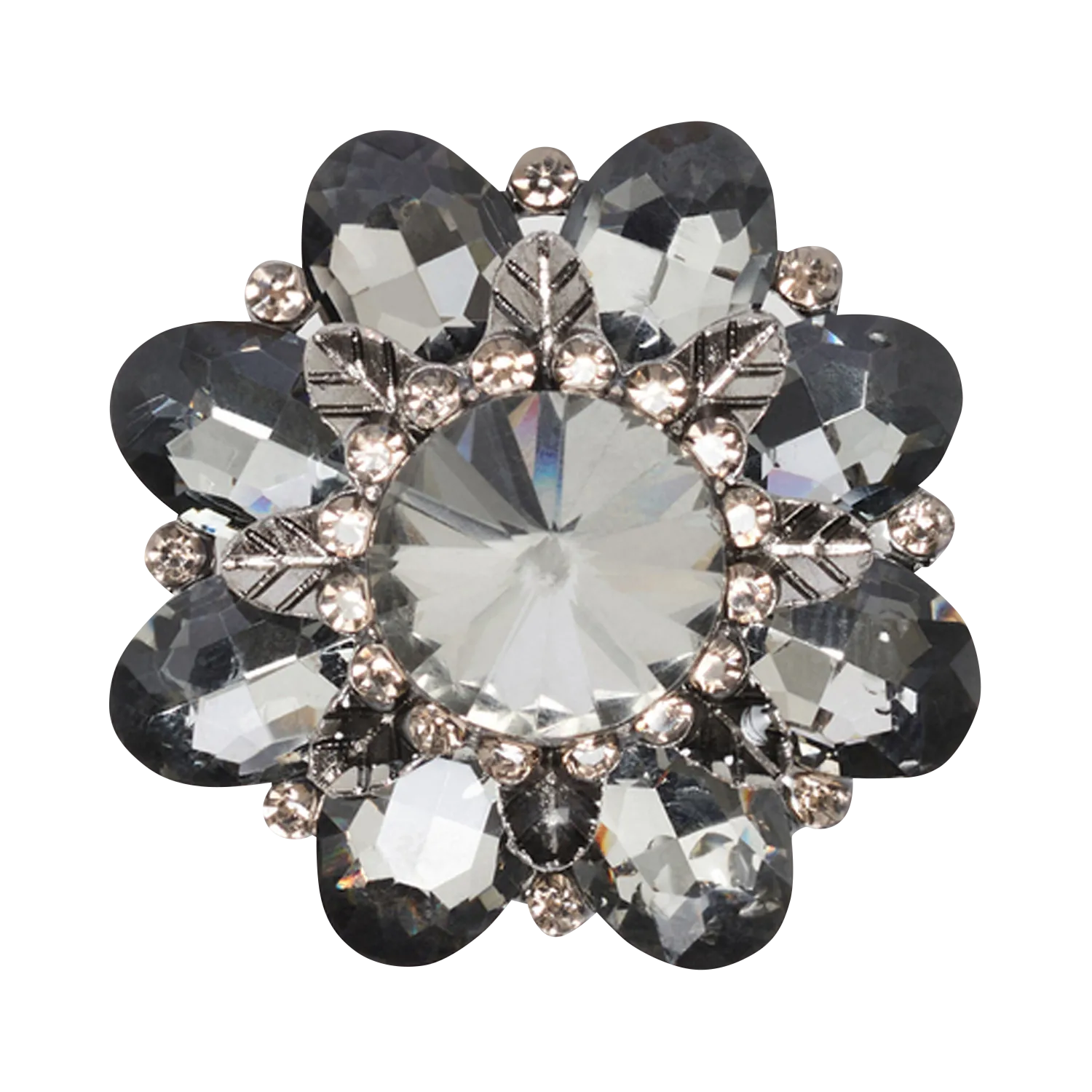 Broche en pierres et strass Gris FLORA