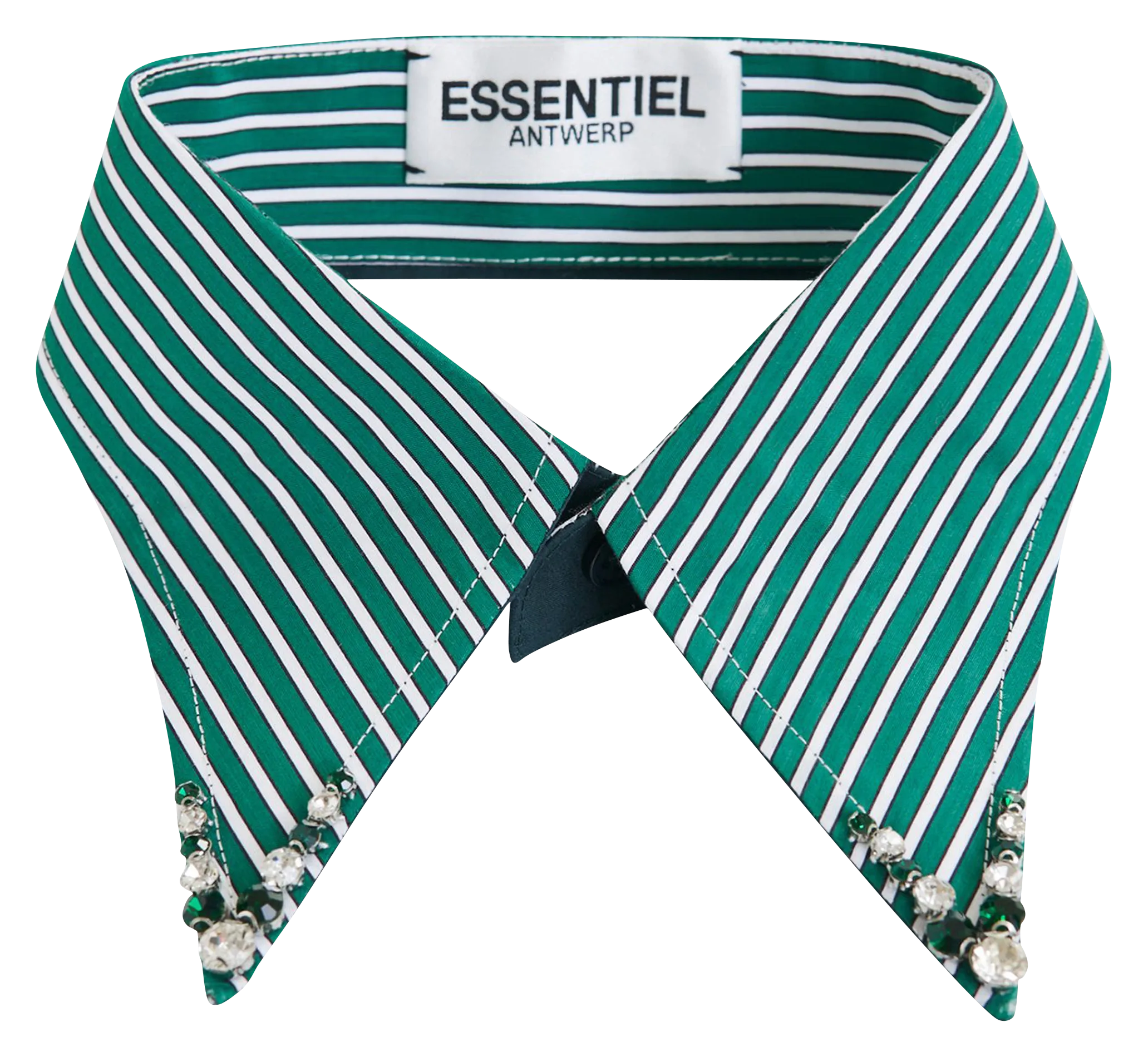 Col amovible rayé en coton Vert IPLAIN