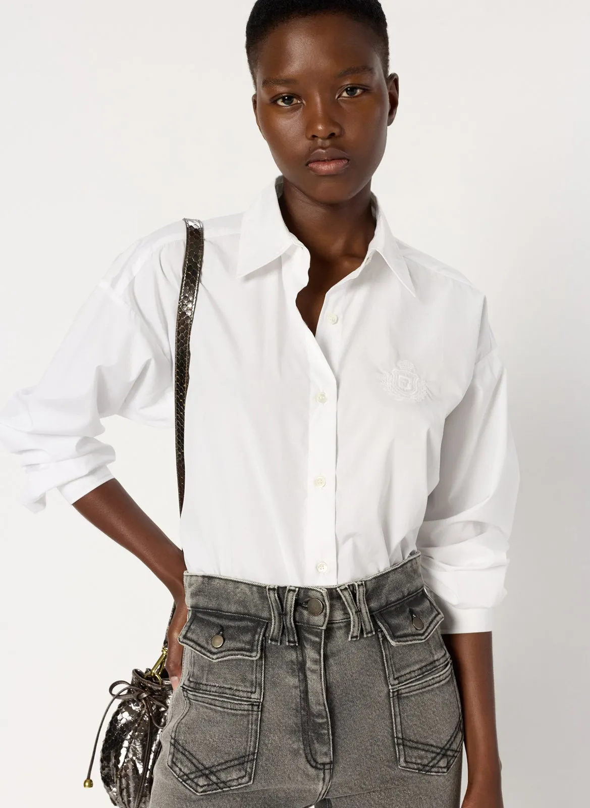 Chemise col classique en coton Blanc ALIX