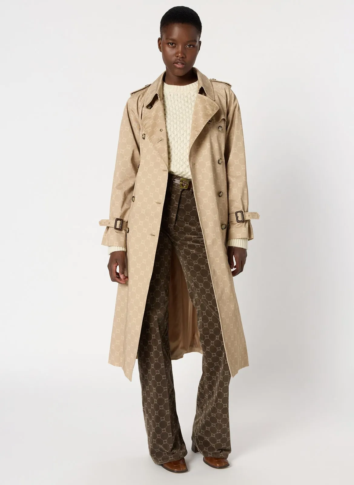 Trench col classique en coton Beige SERGE
