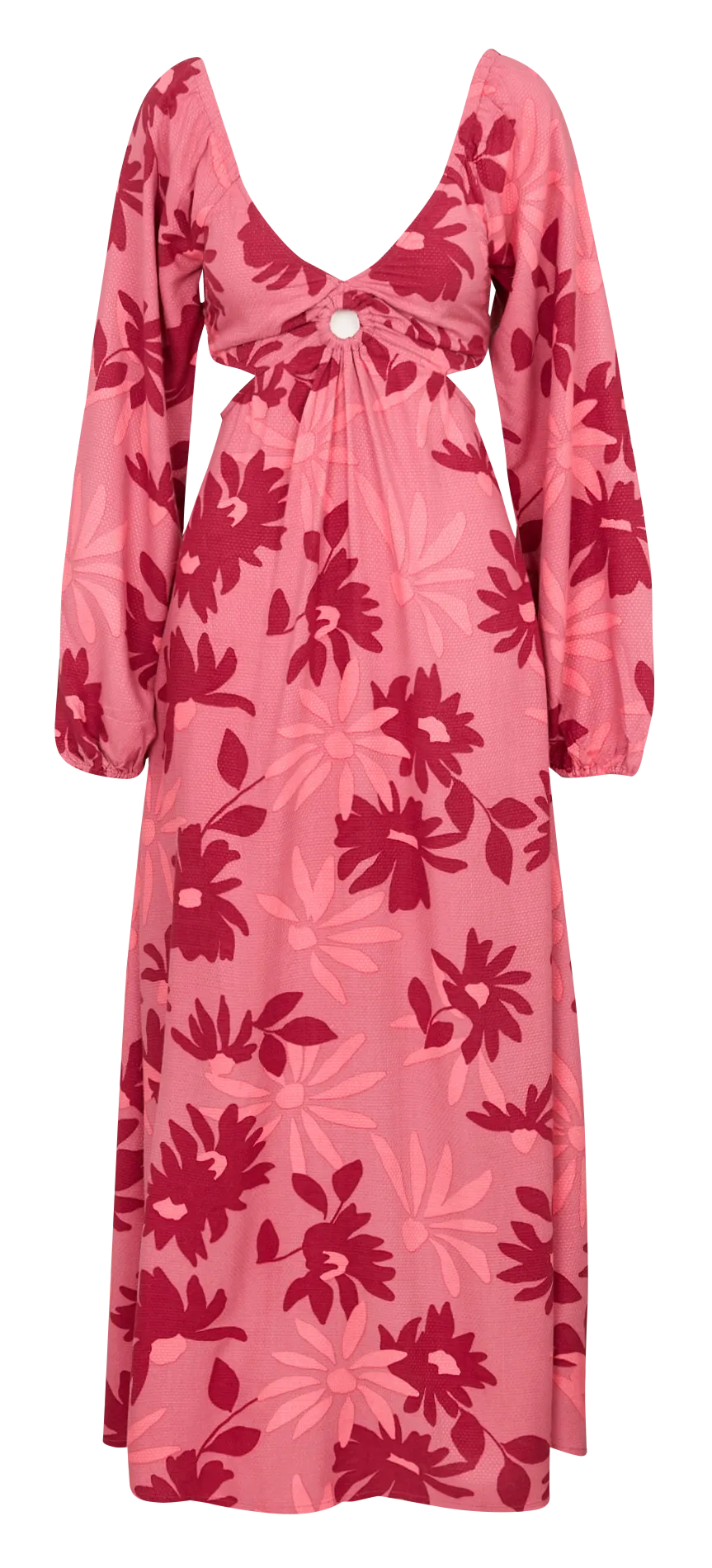 Robe longue col v à imprimé floral Rose LAST CALL