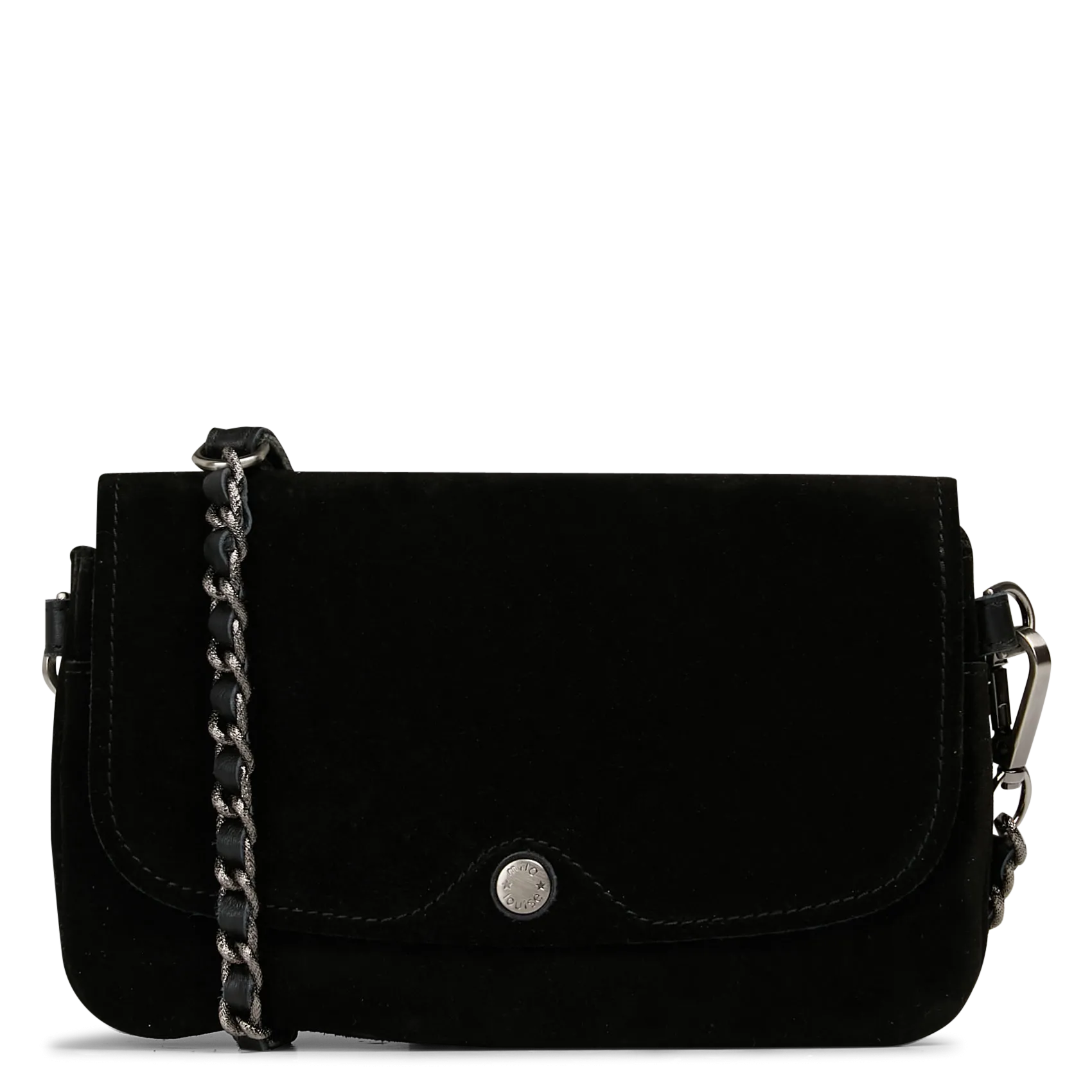 Sac pochette en cuir velours Noir ODILE