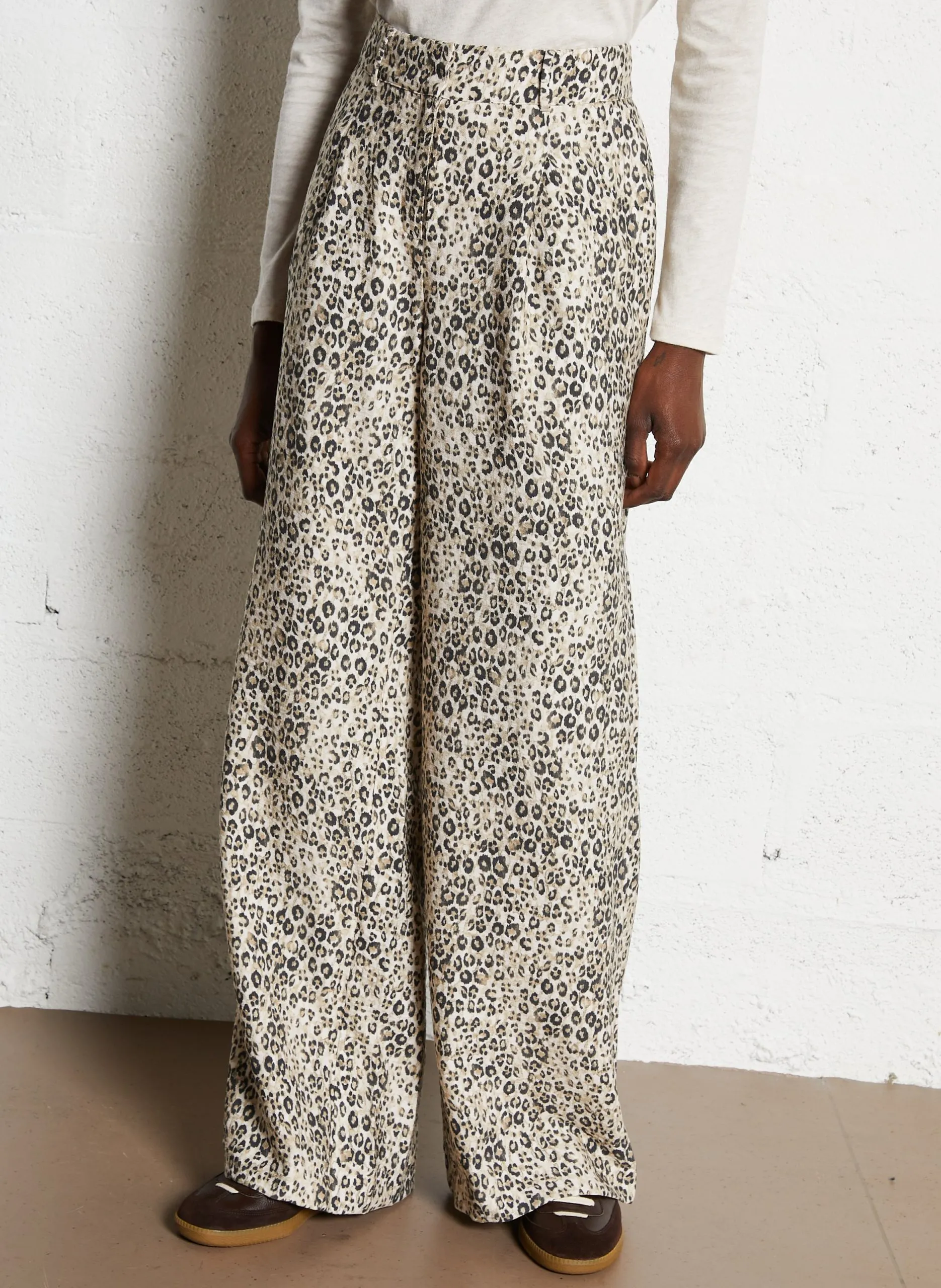 Pantalon large fluide léopard Gris FLAUBERT