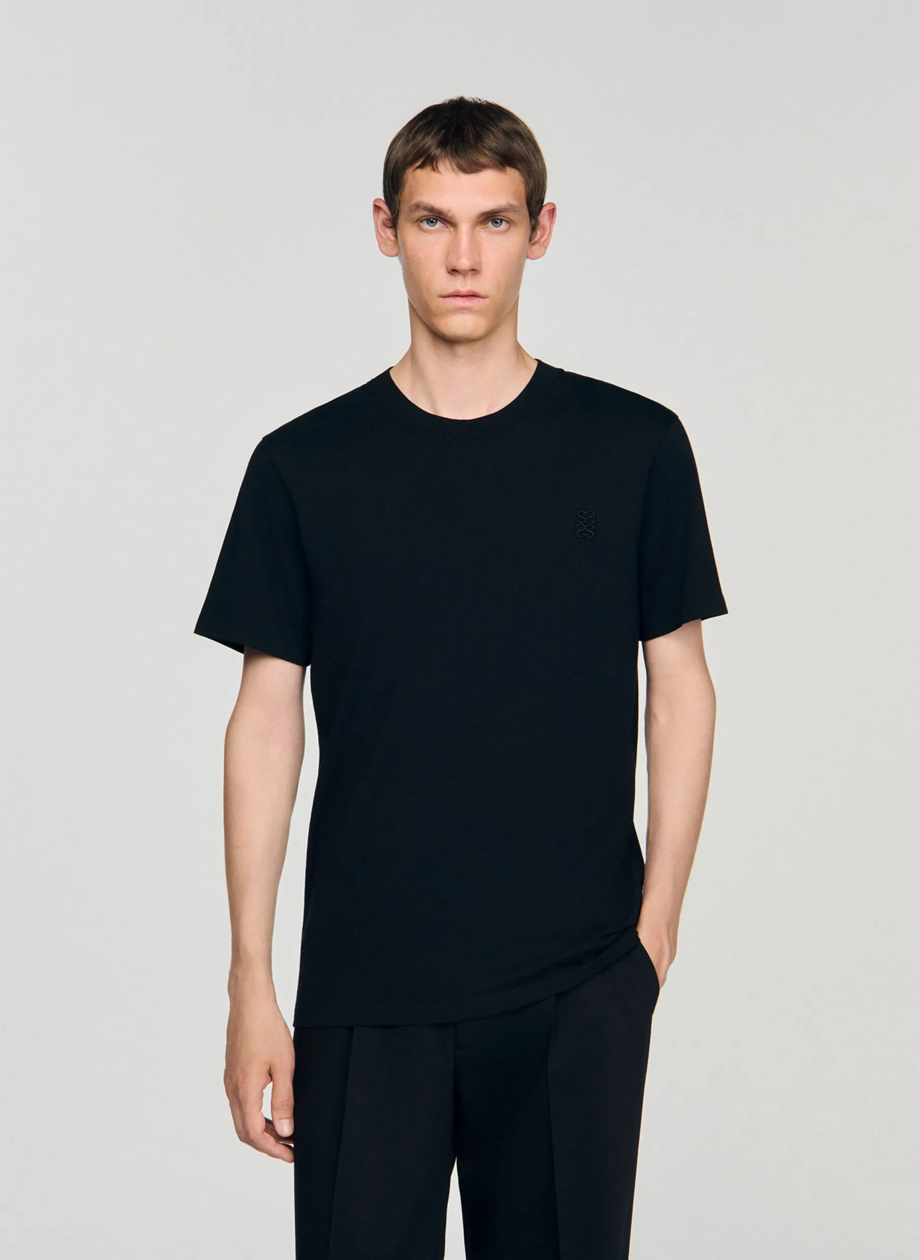 Tee-shirt col rond en coton Noir