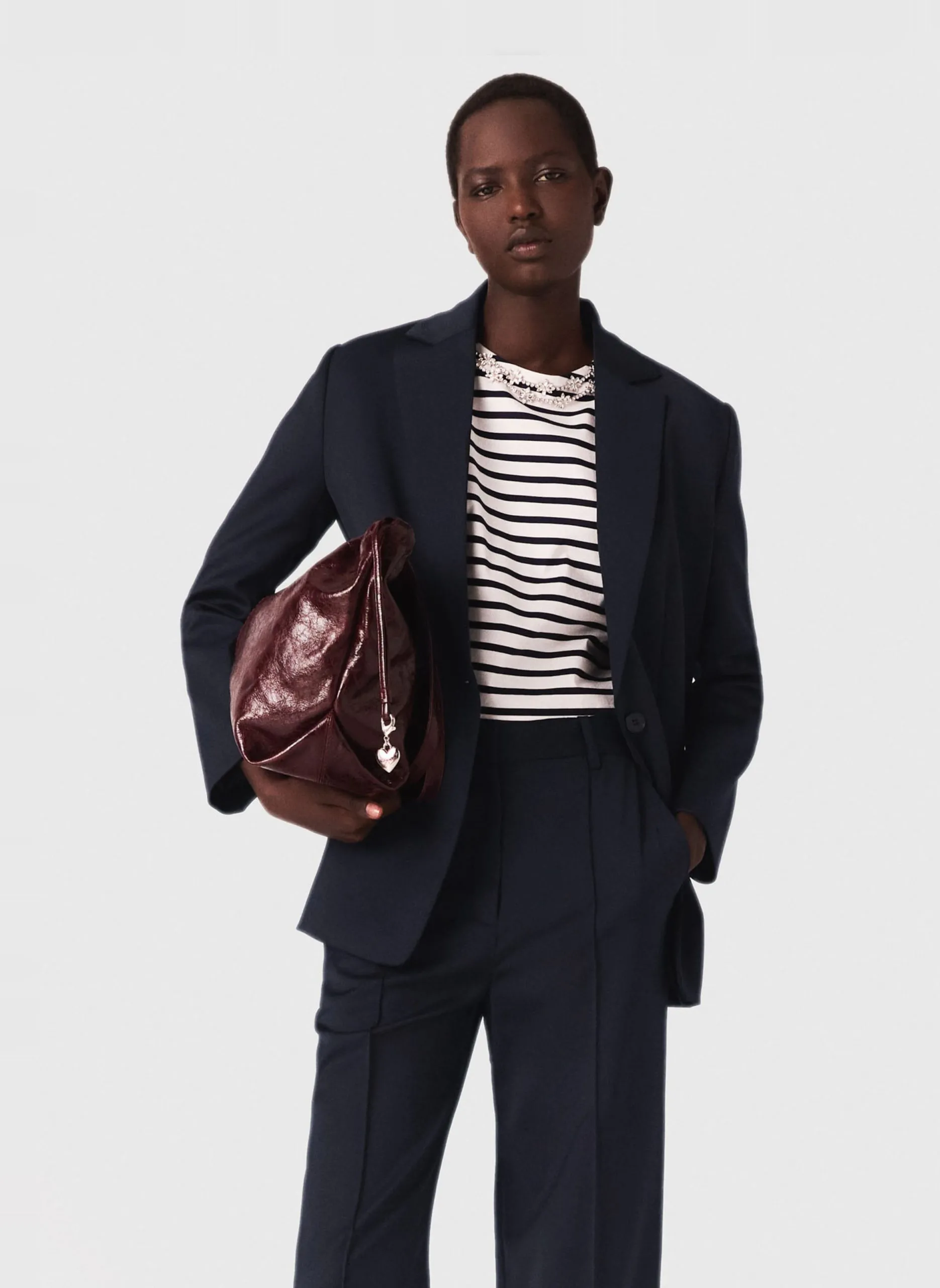 Veste tailleur ceinturée Bleu