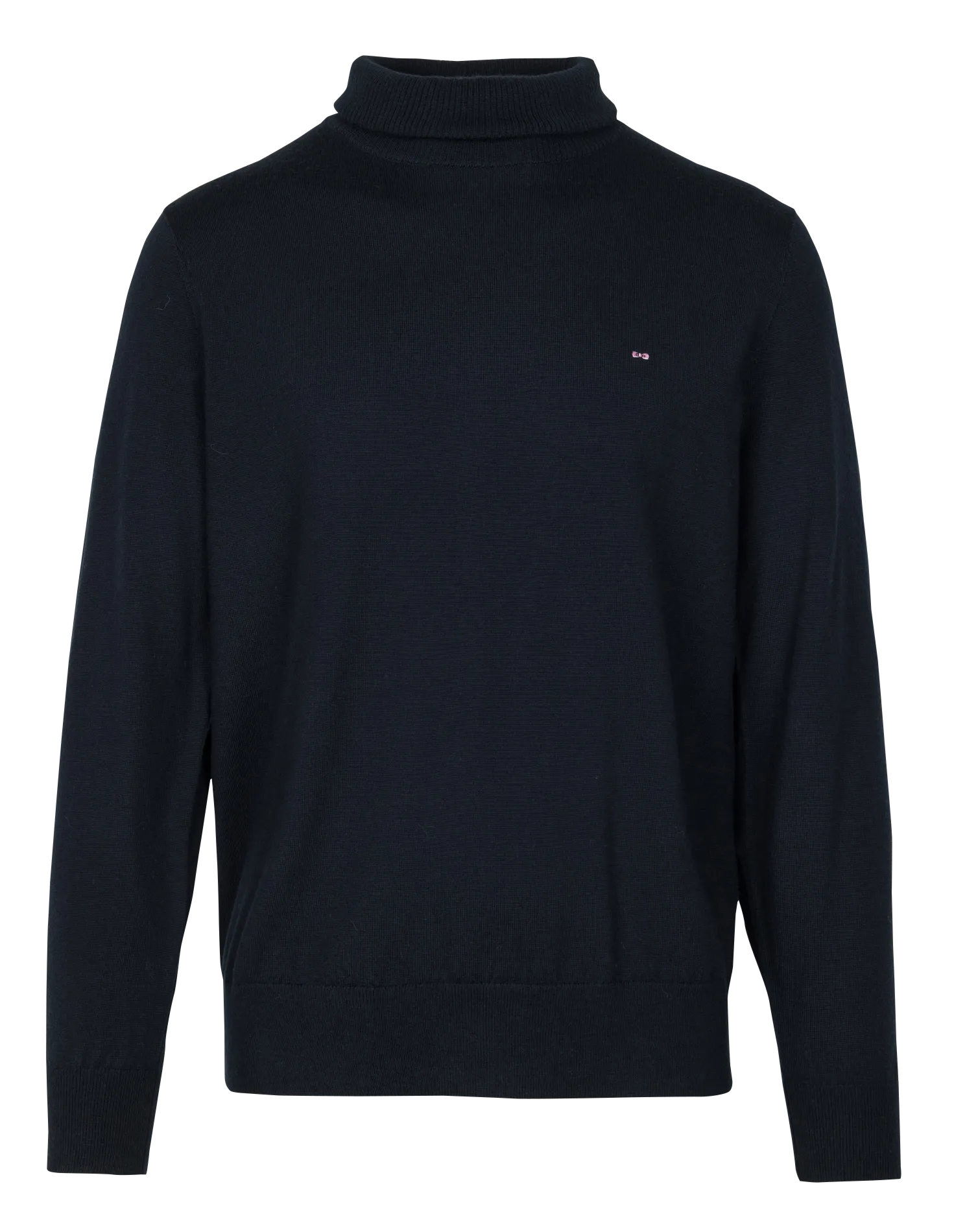 Col roulé droit brodé en laine Bleu