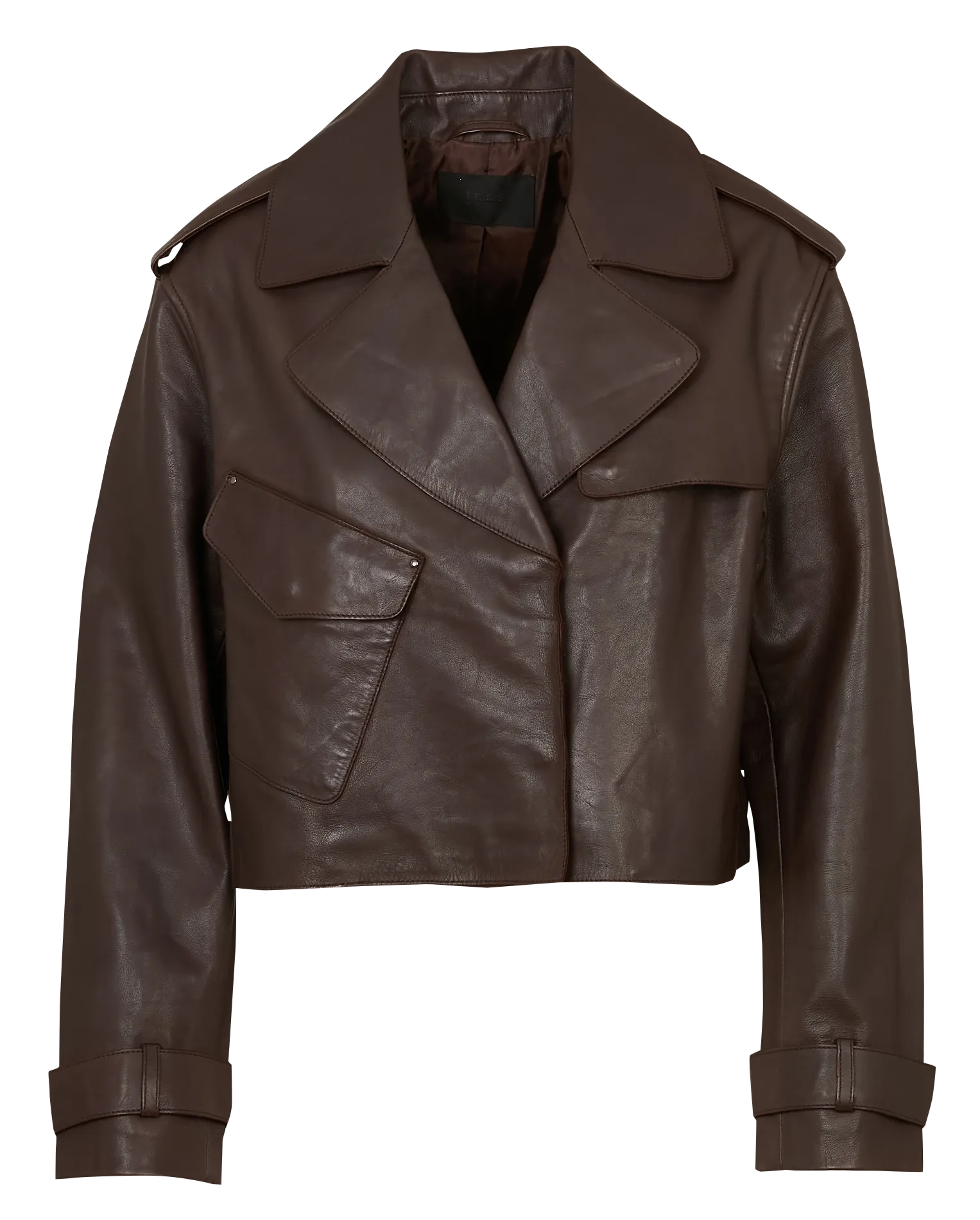 Blouson col tailleur en cuir Marron