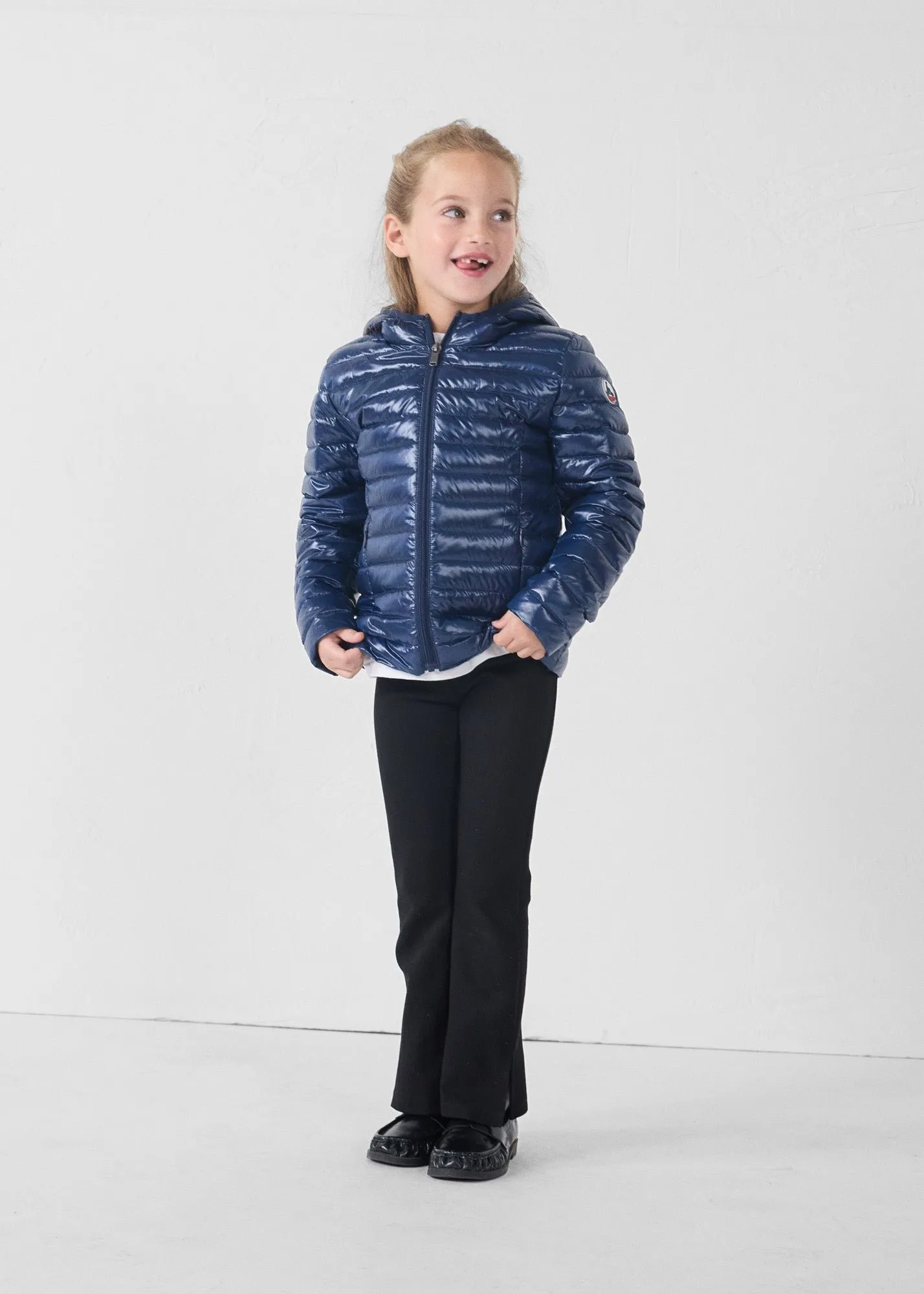 Doudoune légère à capuche enfant brillante carla shiny Bleu