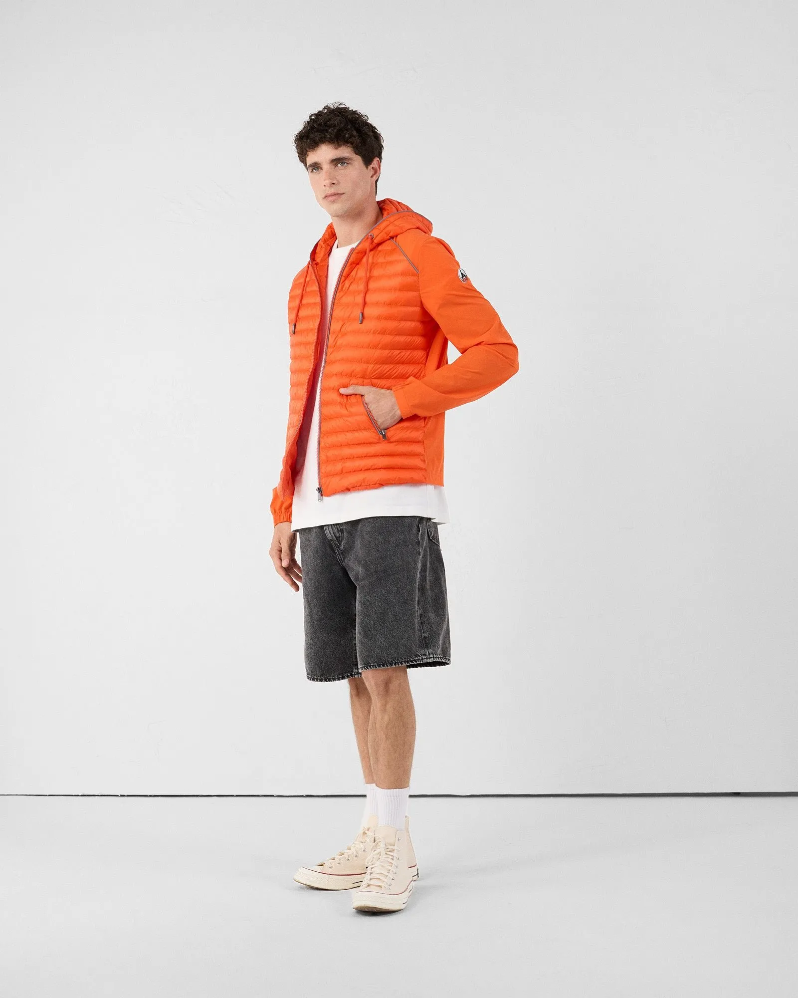 Doudoune bi-matière stride Rouge