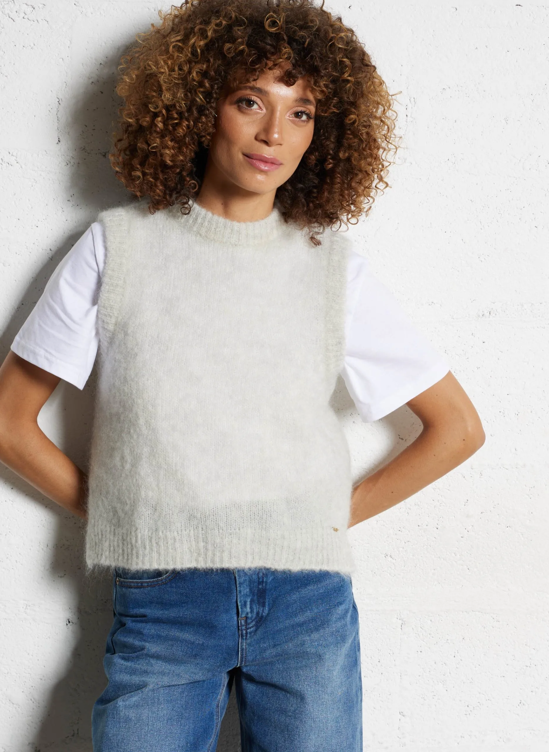 Pull sans manches en laine mélangée Gris ALBERTO