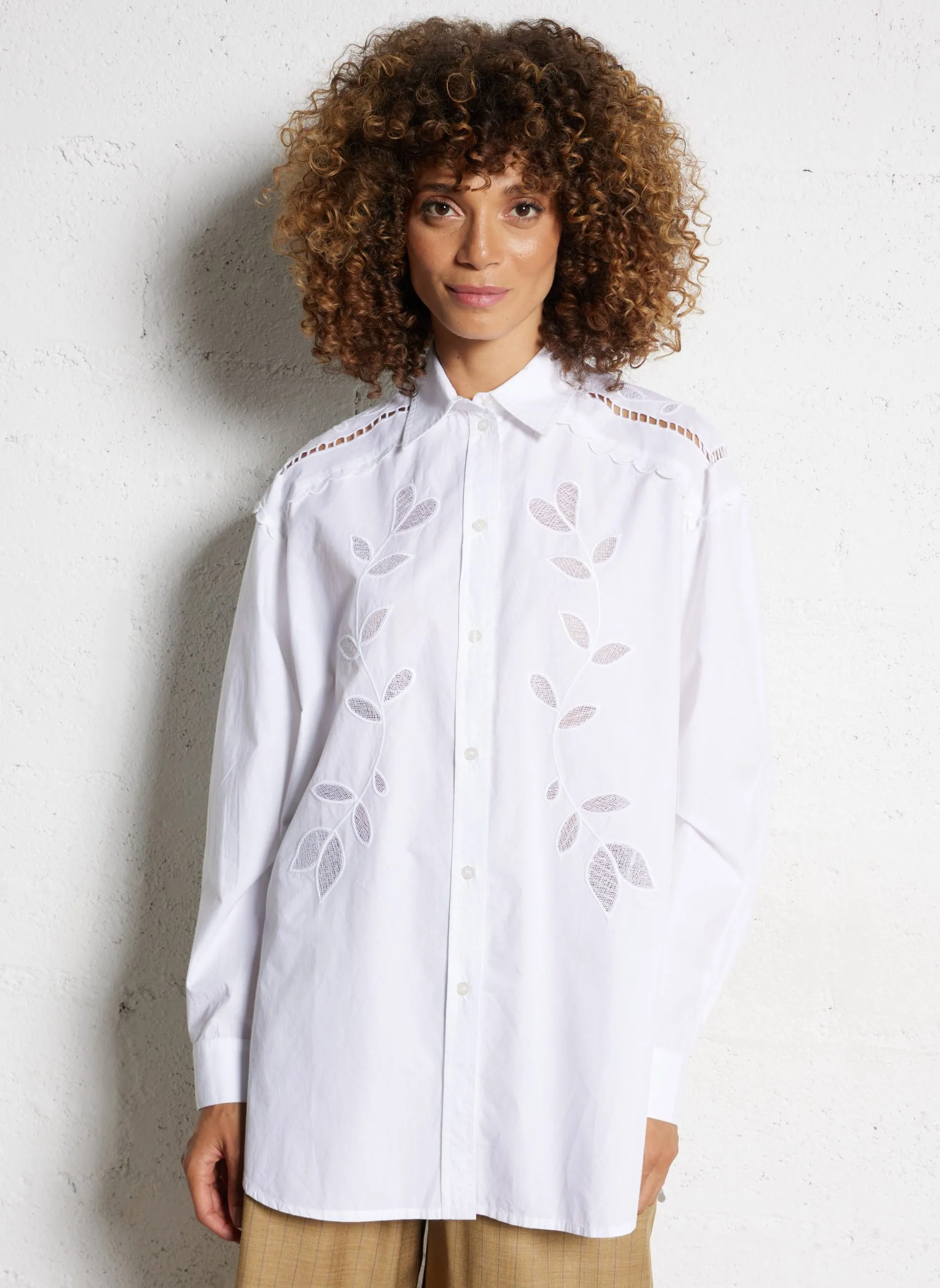 Chemise col classique en coton bio Blanc