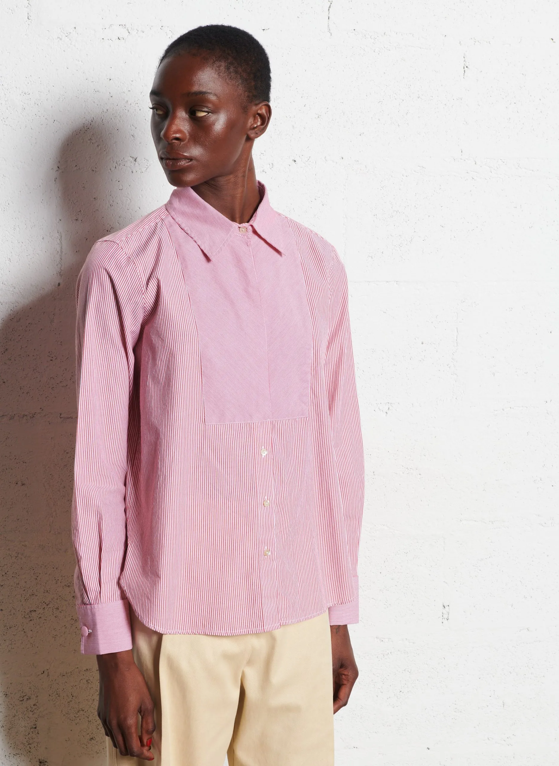 Chemise col classique en coton Rouge VIRGINIA