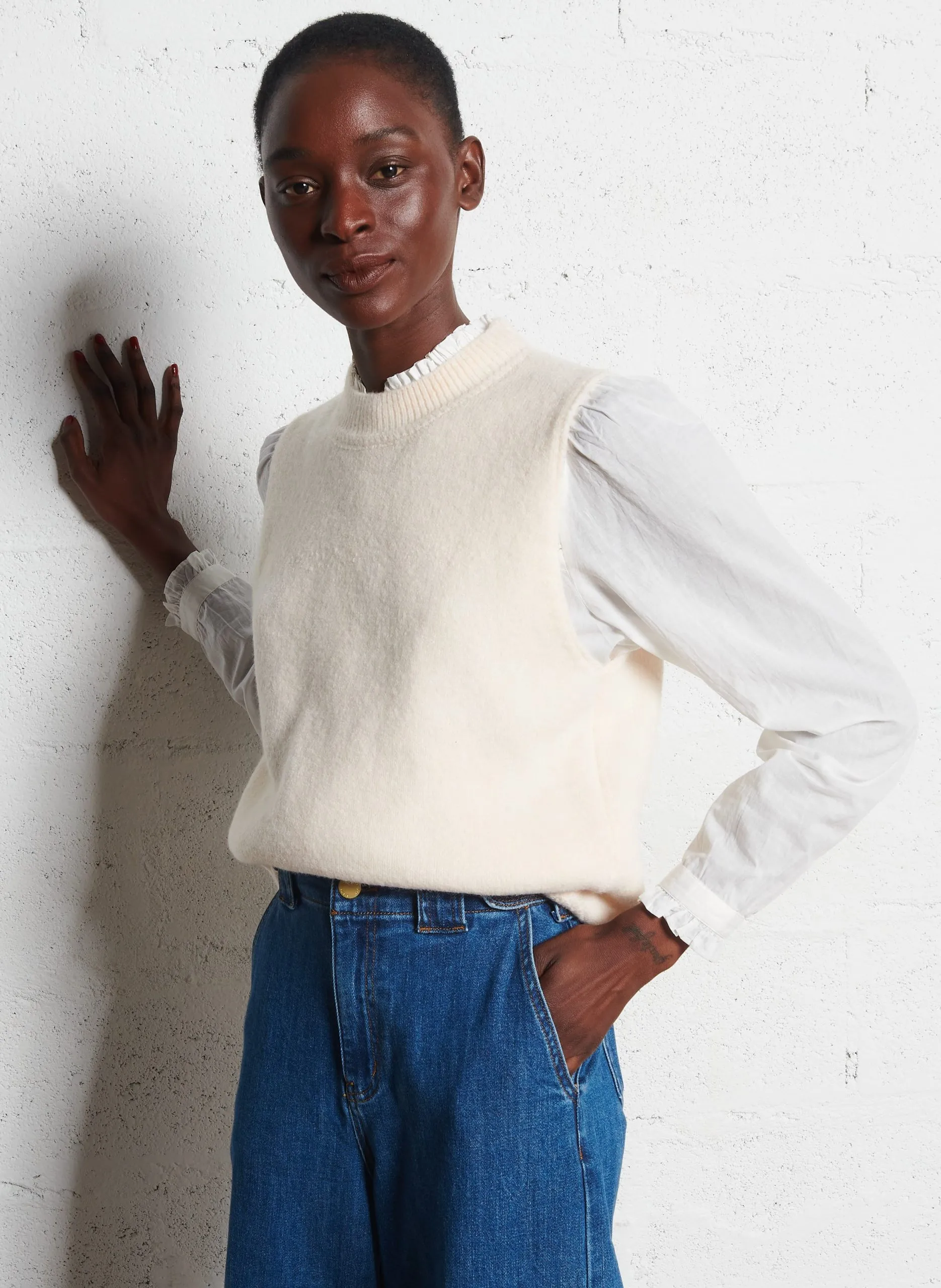 Pull oversize col montant Beige MANDA